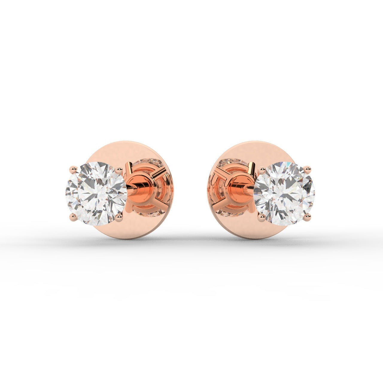 Audrey Diamond Earrings - Rose Gold 3.8mm#Metal Colour_Rose Gold#Stone Size_3.8mm