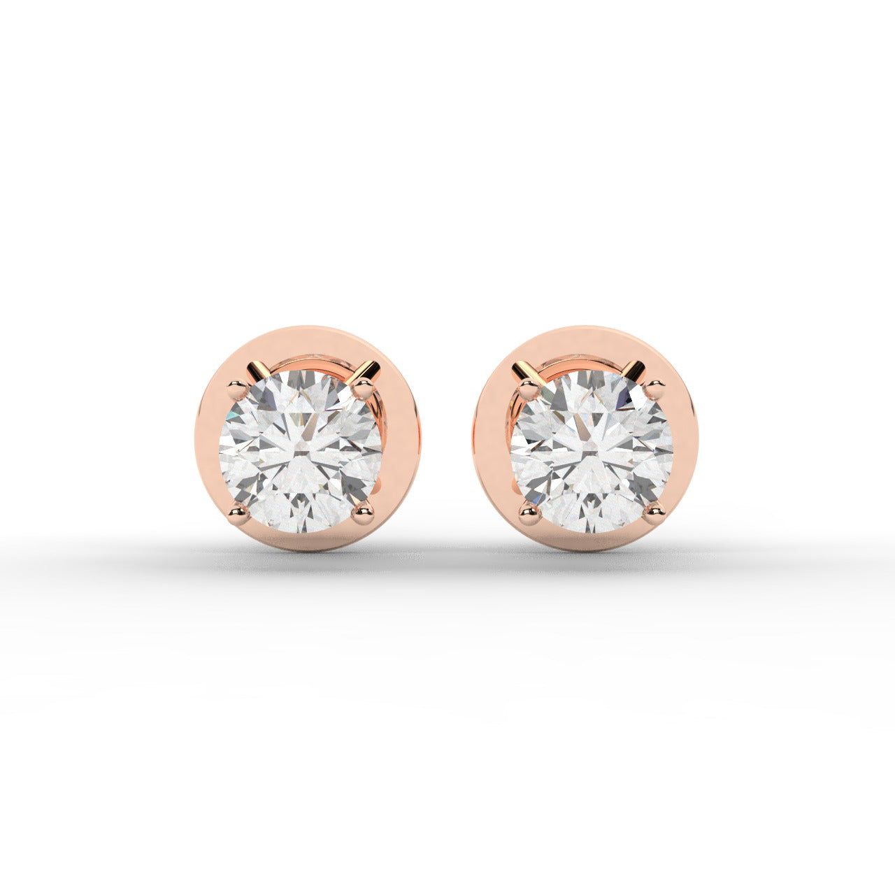 Audrey Diamond Earrings - Rose Gold 4.5mm#Metal Colour_Rose Gold#Stone Size_4.5mm