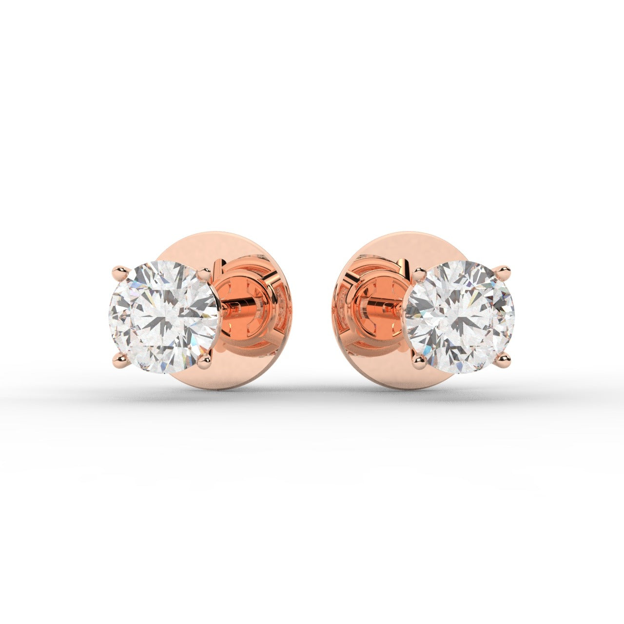 Audrey Diamond Earrings - Rose Gold 4.5mm#Metal Colour_Rose Gold#Stone Size_4.5mm