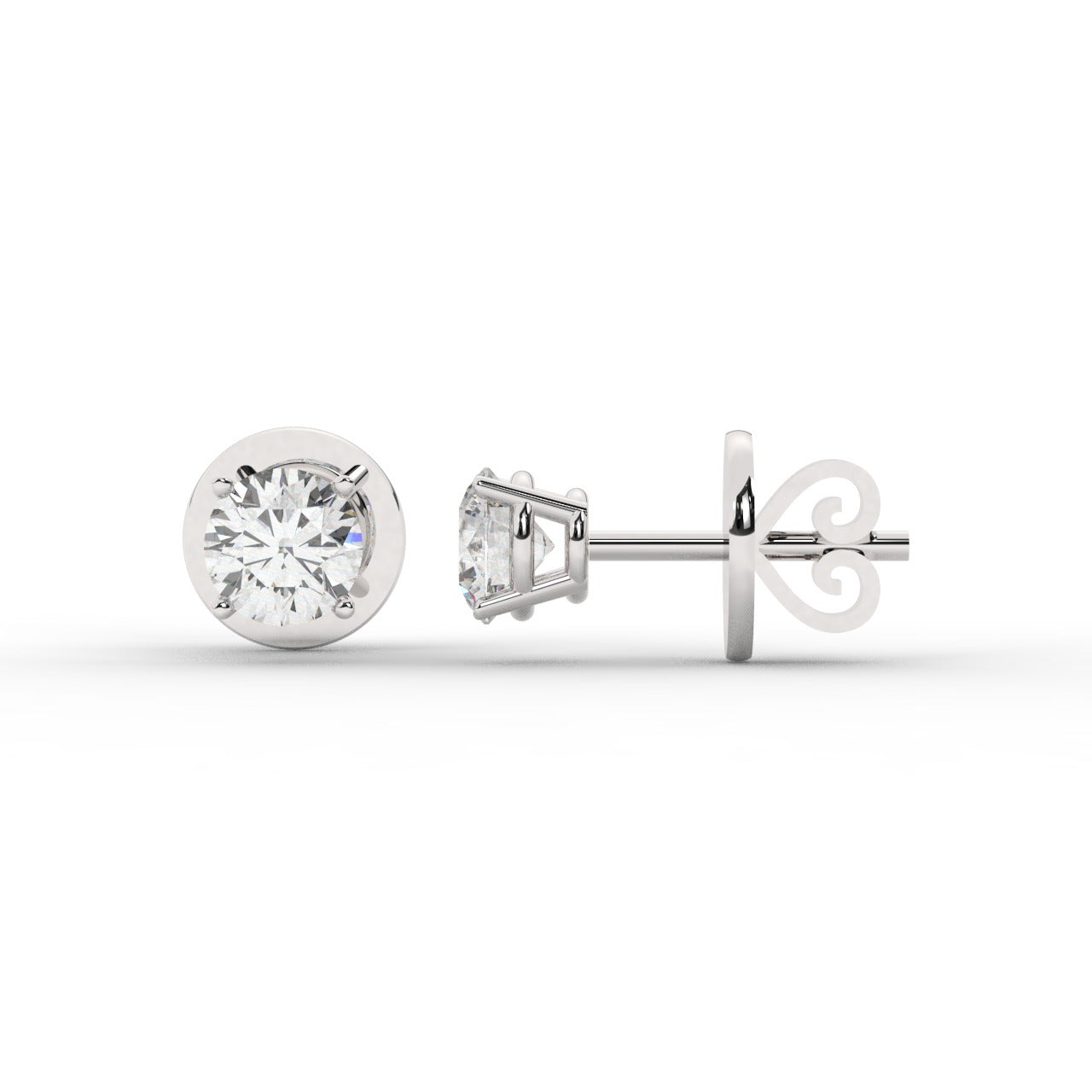 Audrey Diamond Earrings - White Gold 4.5mm#Metal Colour_White Gold#Stone Size_4.5mm