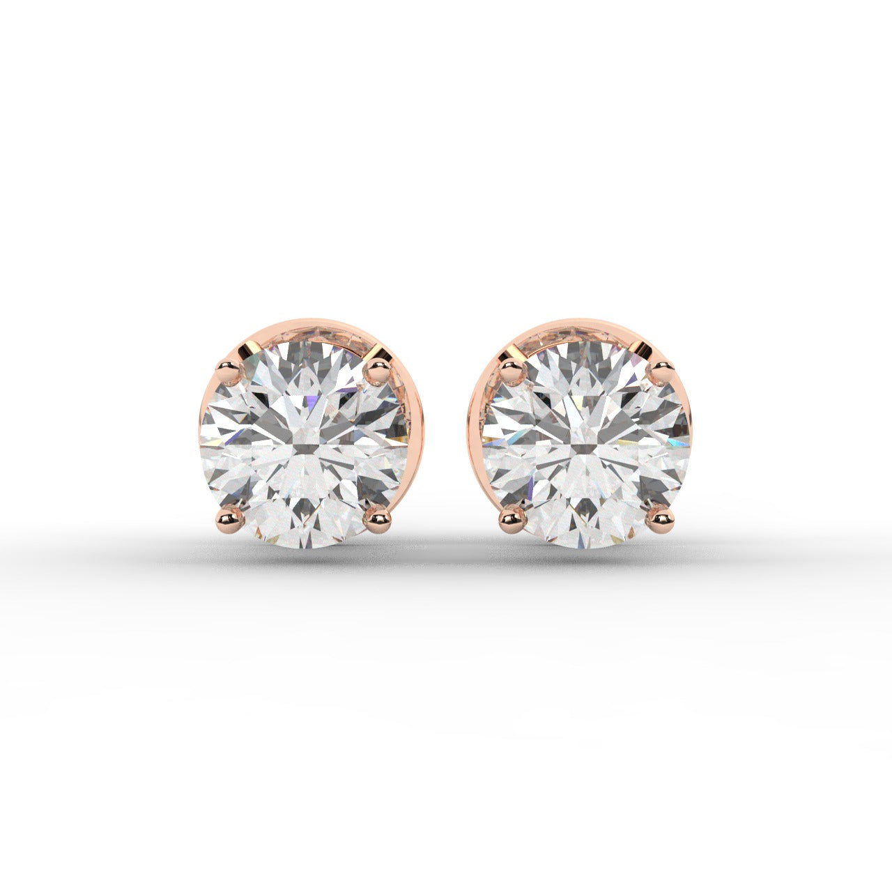 Audrey Diamond Earrings - Rose Gold 5.2mm#Metal Colour_Rose Gold#Stone Size_5.2mm