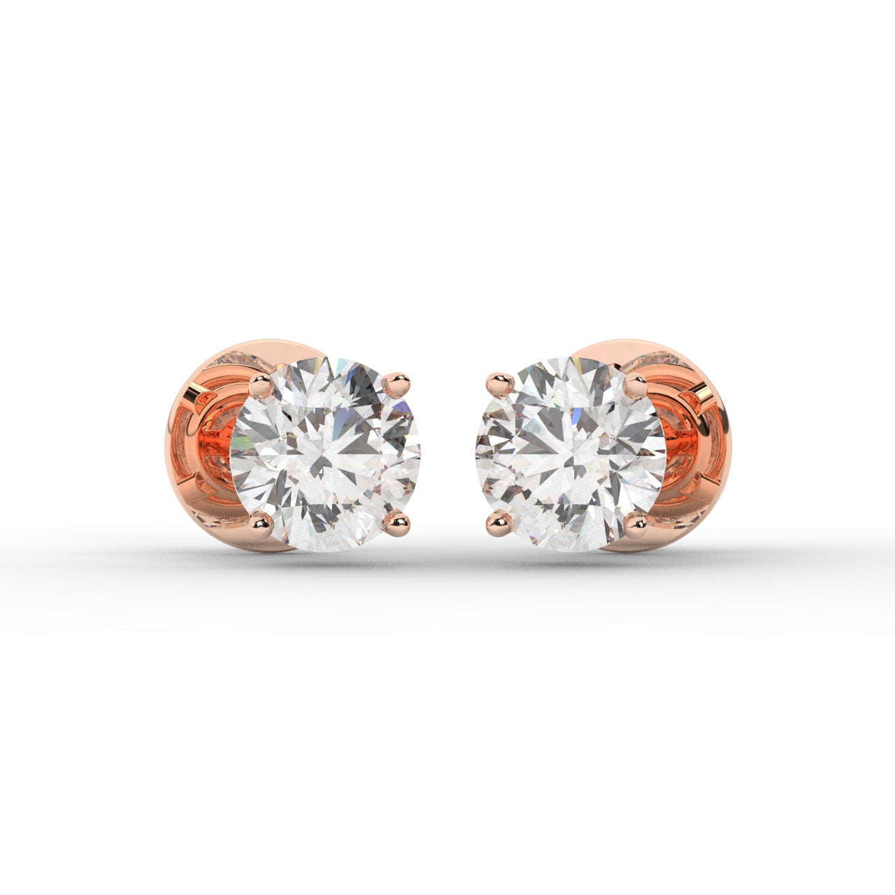 Audrey Diamond Earrings - Rose Gold 5.2mm#Metal Colour_Rose Gold#Stone Size_5.2mm