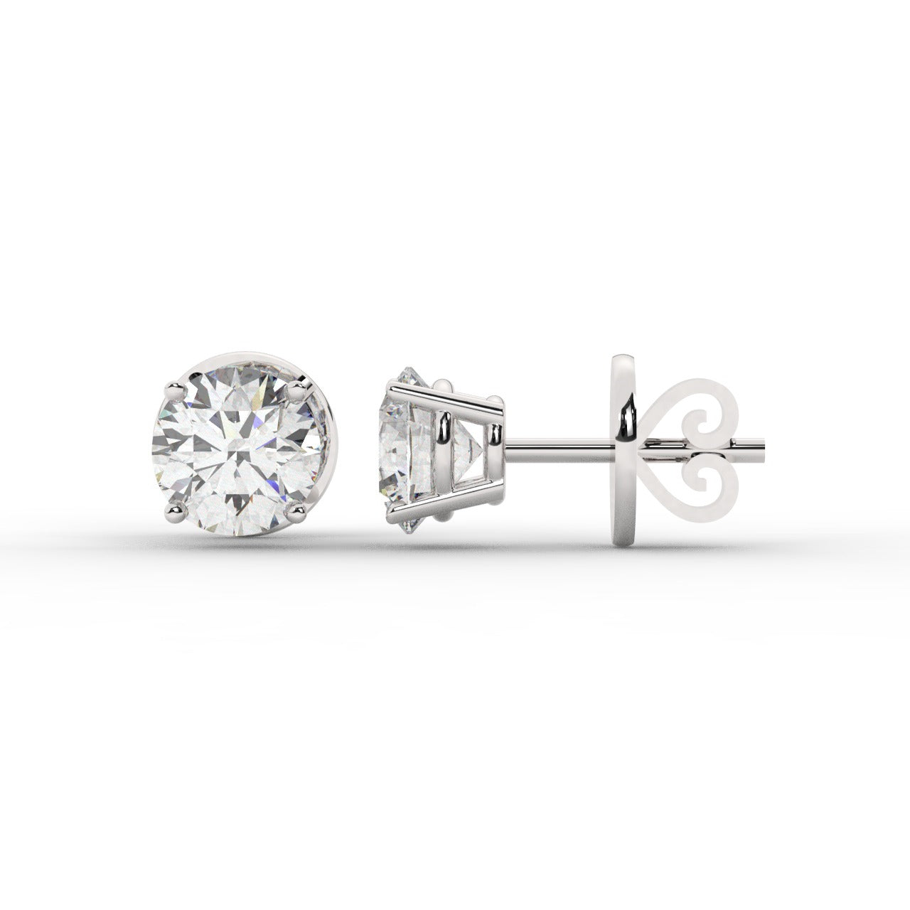Audrey Diamond Earrings - White Gold 5.2mm#Metal Colour_White Gold#Stone Size_5.2mm