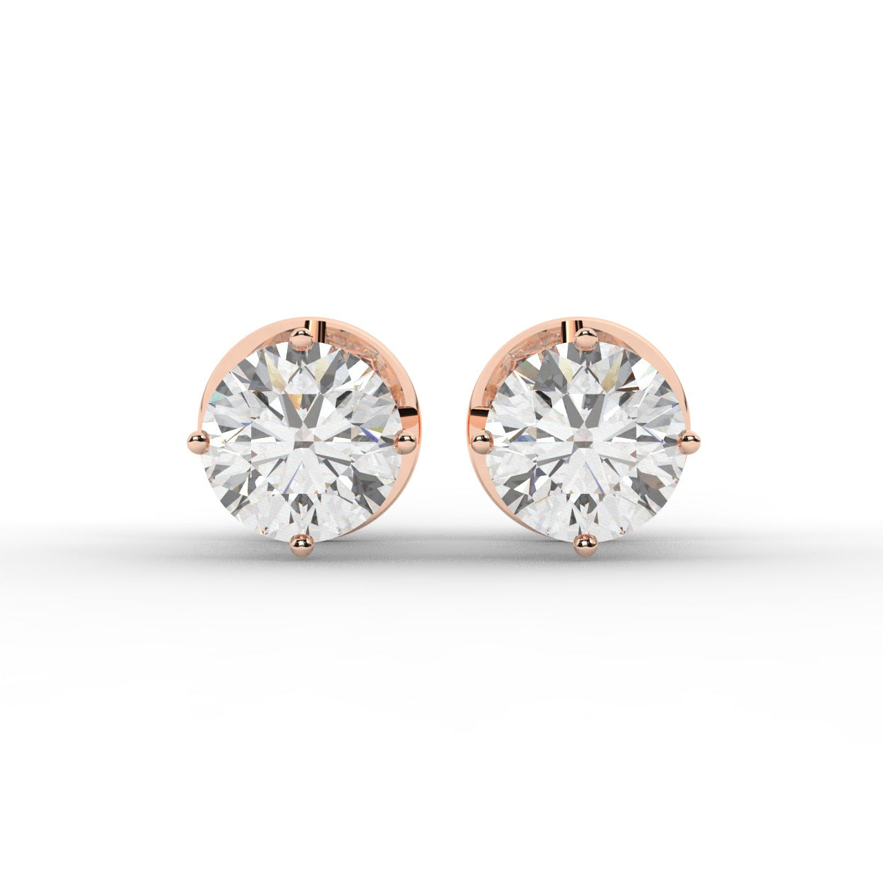 Audrey Diamond Earrings - Rose Gold 5.5mm#Metal Colour_Rose Gold#Stone Size_5.5mm