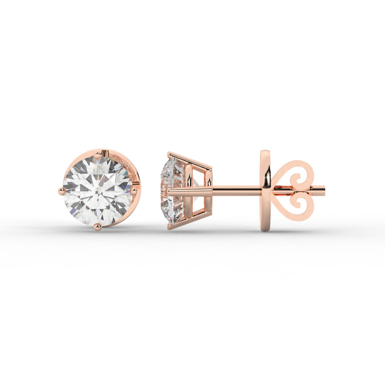Audrey Diamond Earrings - Rose Gold 5.5mm#Metal Colour_Rose Gold#Stone Size_5.5mm