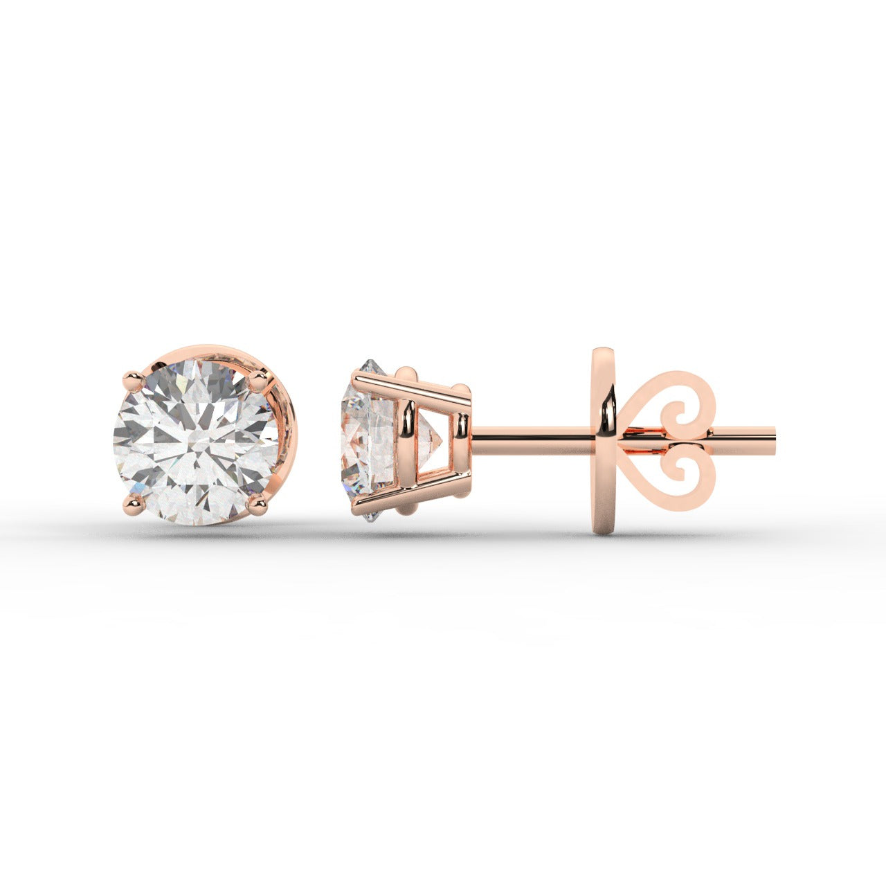 Audrey Diamond Earrings - Rose Gold 5.85mm#Metal Colour_Rose Gold#Stone Size_5.85mm