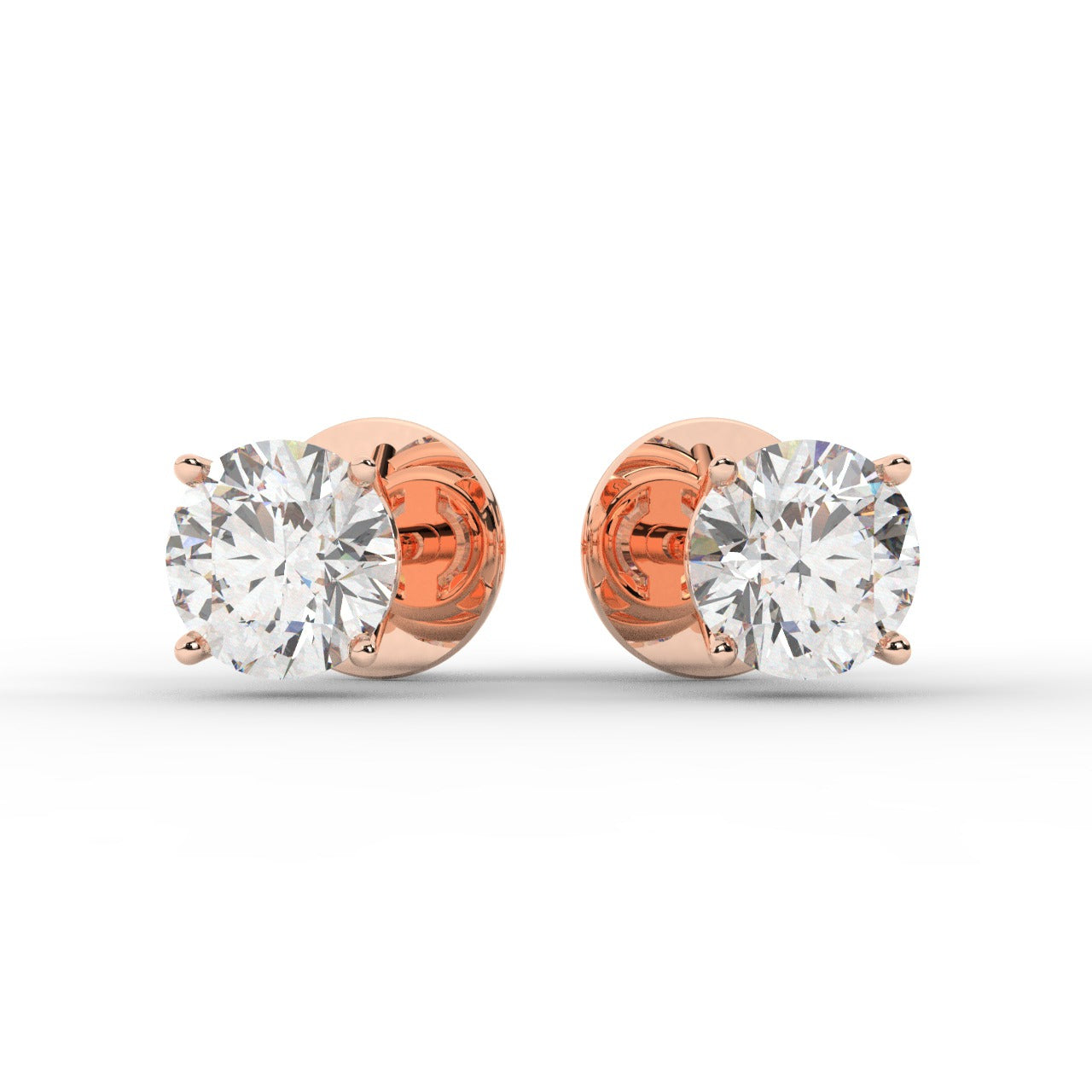 Audrey Diamond Earrings - Rose Gold 5.85mm#Metal Colour_Rose Gold#Stone Size_5.85mm