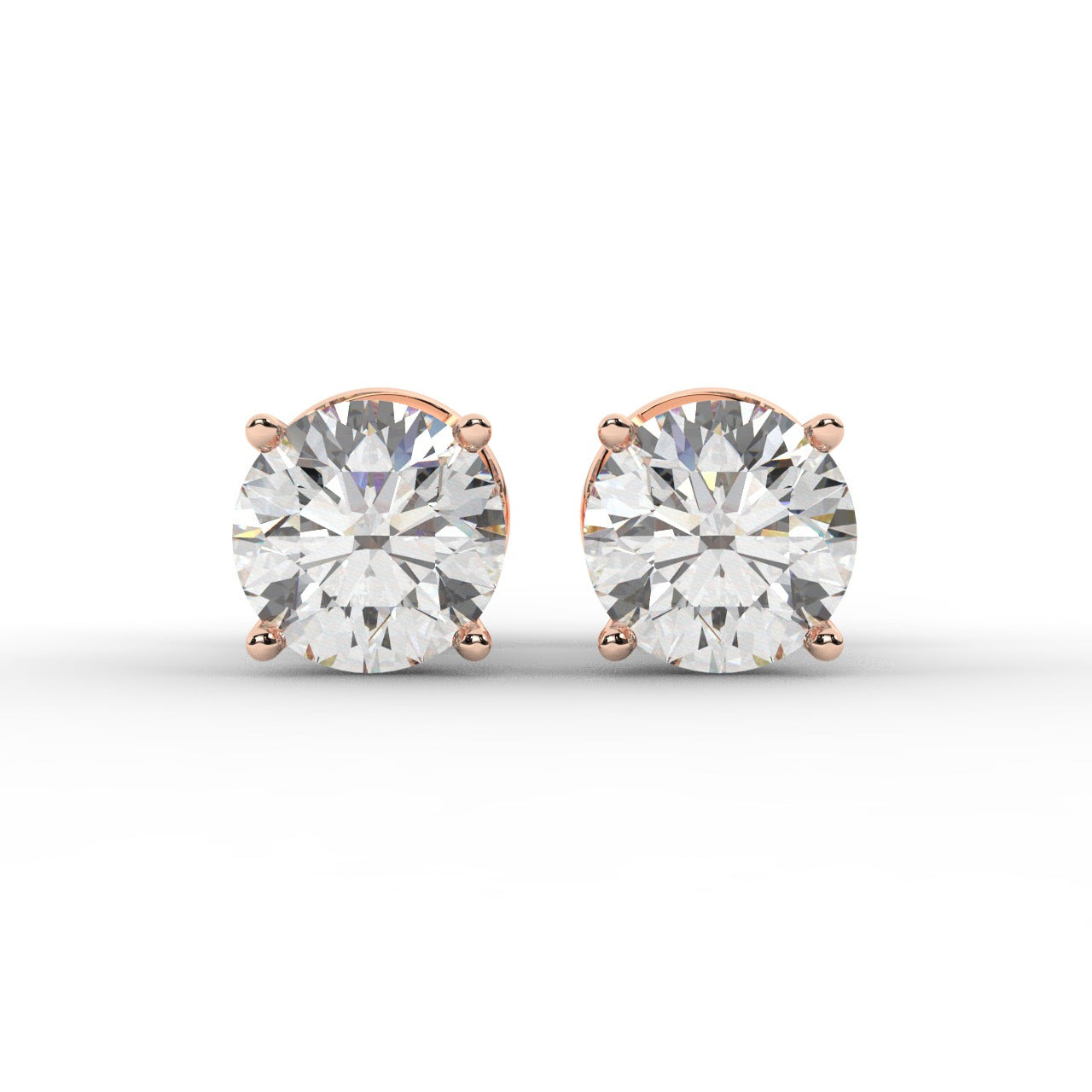 Audrey Diamond Earrings - Rose Gold 6.5mm#Metal Colour_Rose Gold#Stone Size_6.5mm