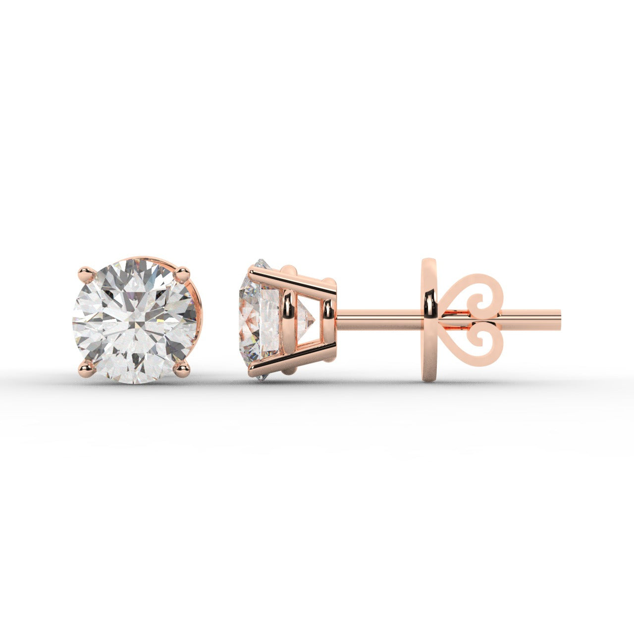Audrey Diamond Earrings - Rose Gold 6.5mm#Metal Colour_Rose Gold#Stone Size_6.5mm