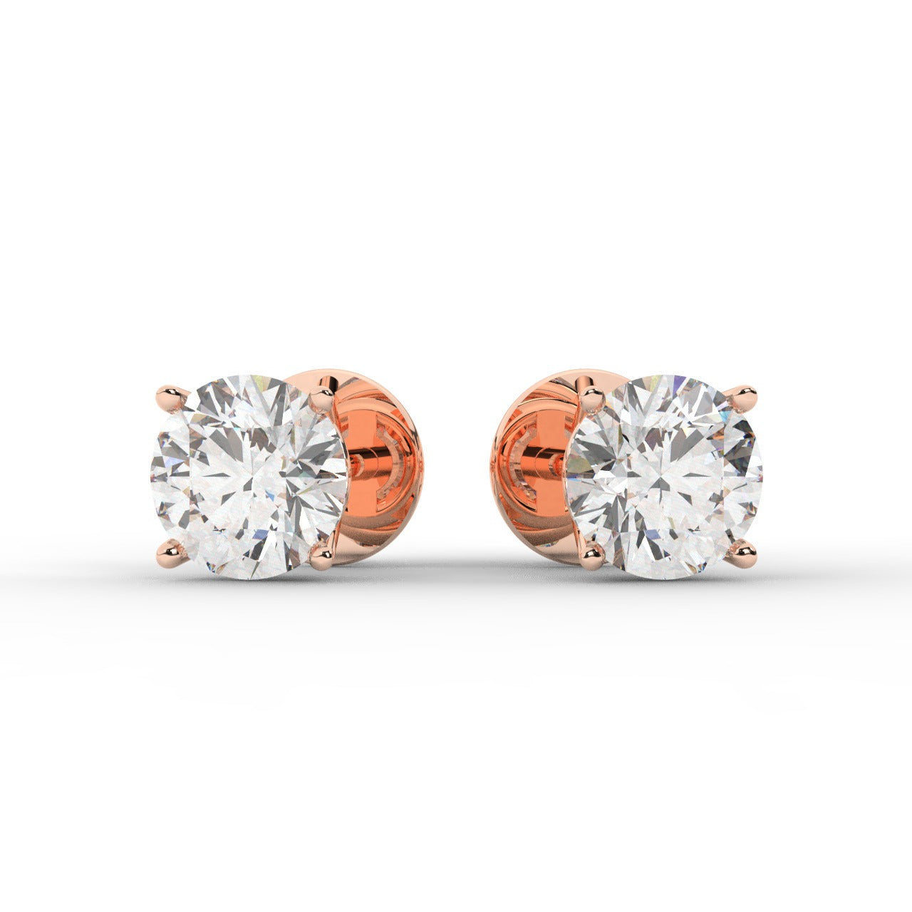 Audrey Diamond Earrings - Rose Gold 6.5mm#Metal Colour_Rose Gold#Stone Size_6.5mm