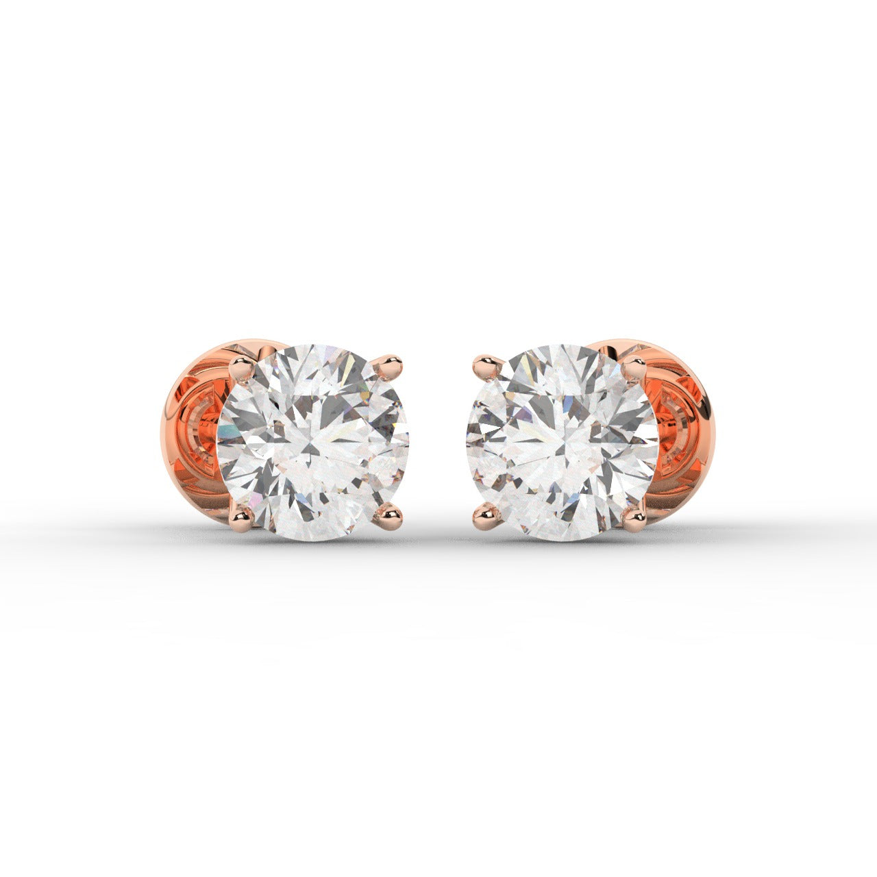 Audrey Diamond Earrings - Rose Gold 6.5mm#Metal Colour_Rose Gold#Stone Size_6.5mm