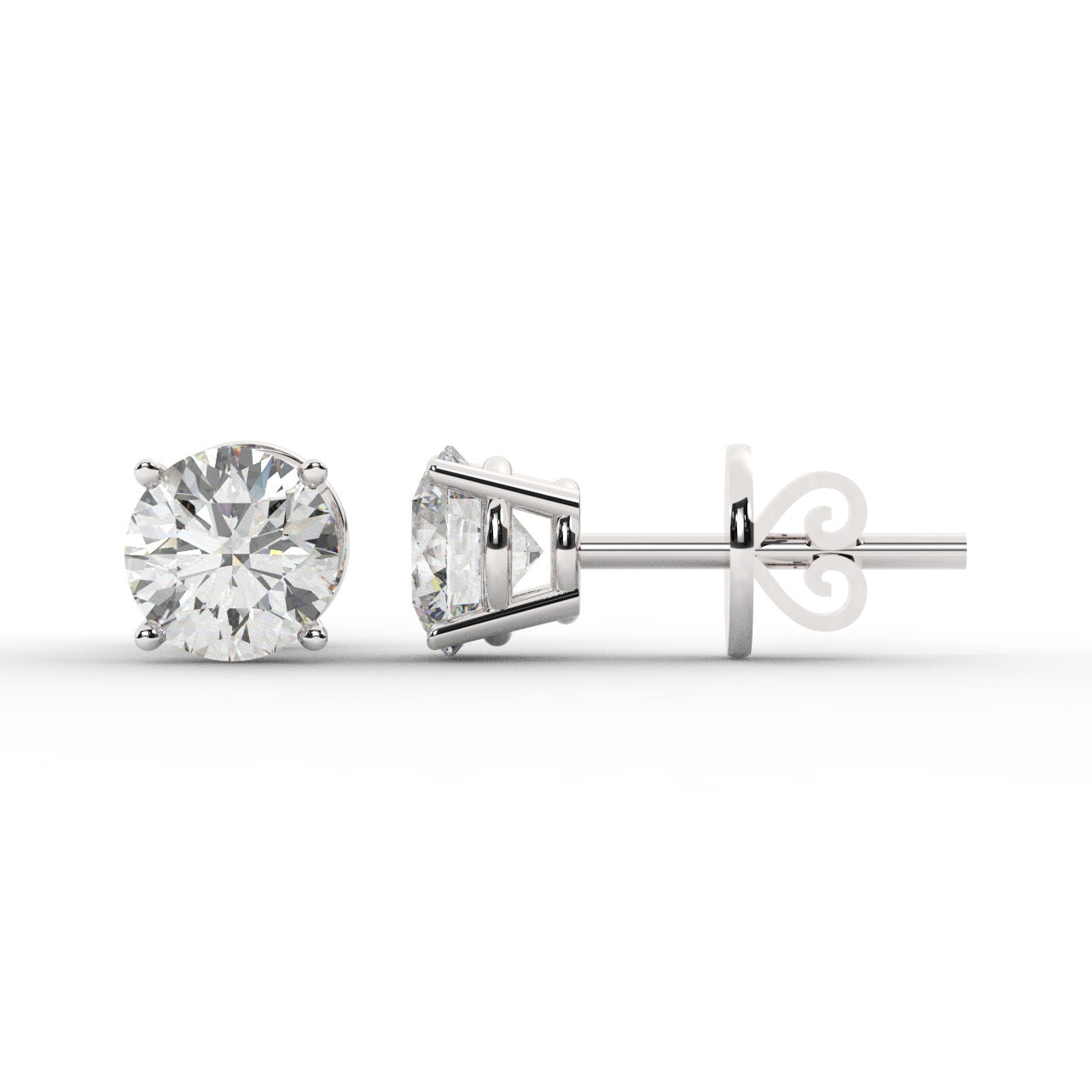 Audrey Diamond Earrings - White Gold 6.5mm#Metal Colour_White Gold#Stone Size_6.5mm
