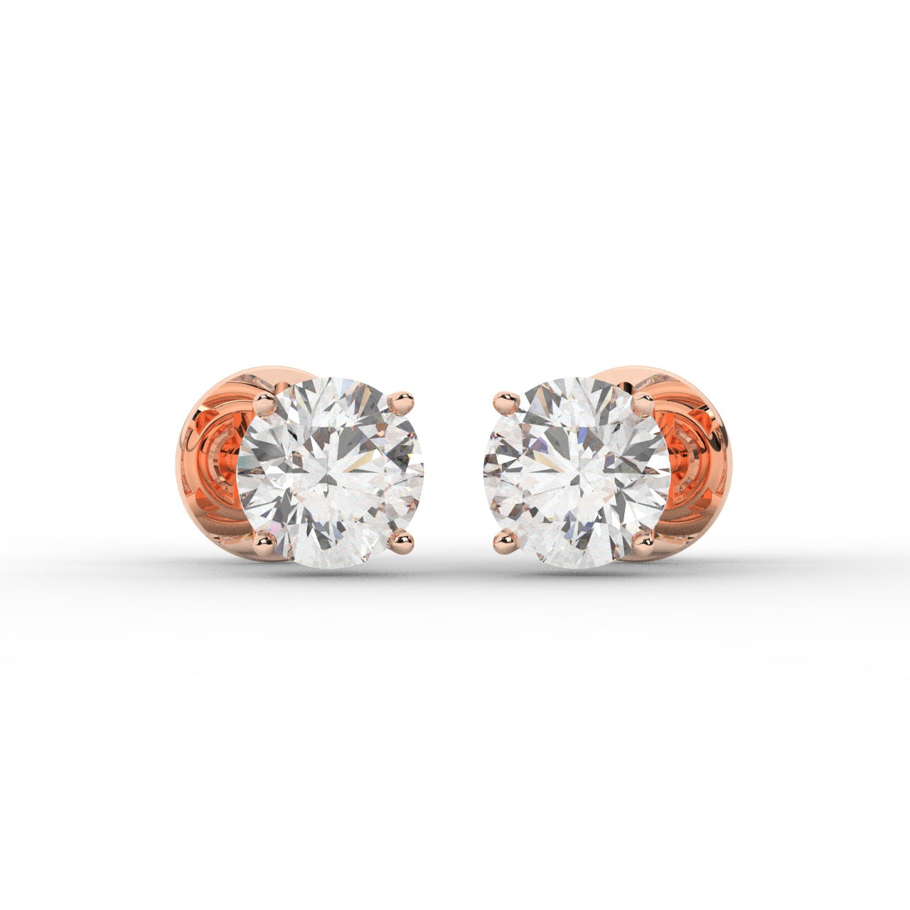 Audrey Diamond Earrings - Rose Gold 6mm#Metal Colour_Rose Gold#Stone Size_6mm