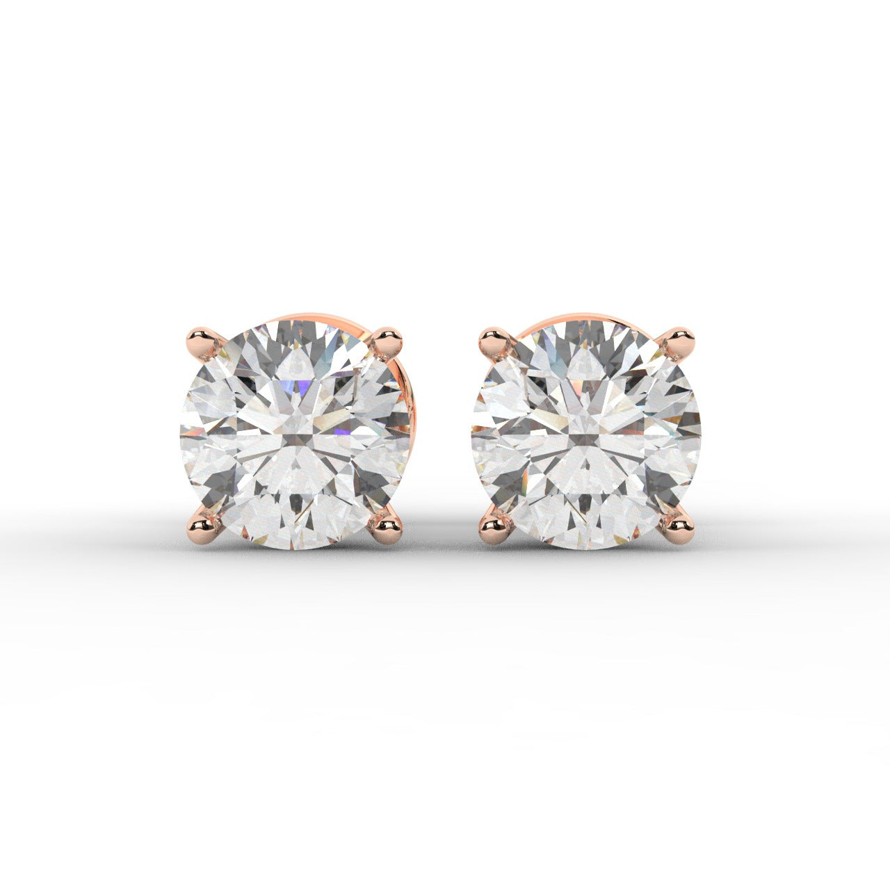 Audrey Diamond Earrings - Rose Gold 7mm#Metal Colour_Rose Gold#Stone Size_7mm