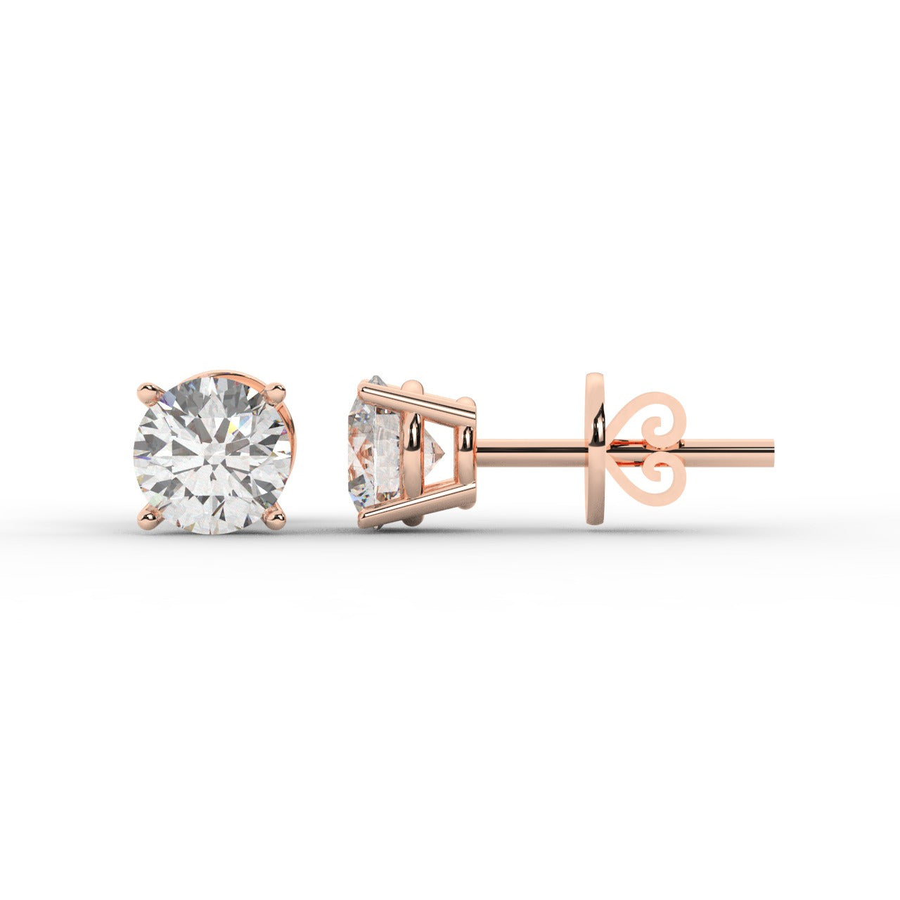 Audrey Diamond Earrings - Rose Gold 7mm#Metal Colour_Rose Gold#Stone Size_7mm