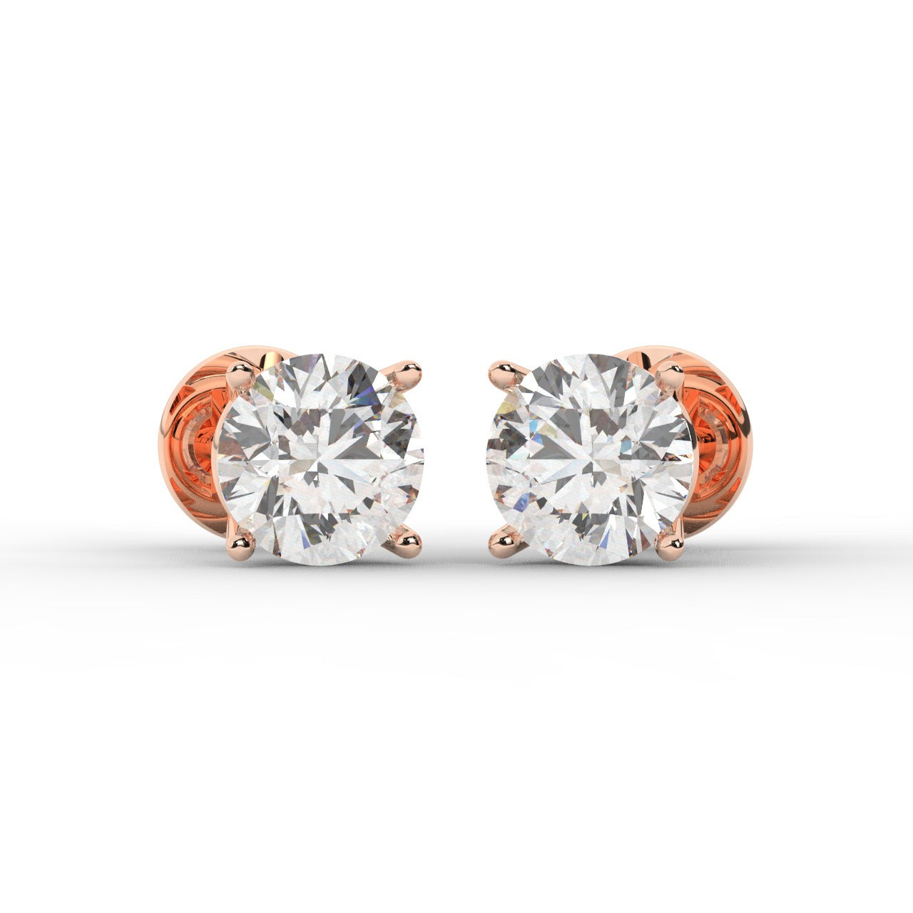 Audrey Diamond Earrings - Rose Gold 7mm#Metal Colour_Rose Gold#Stone Size_7mm