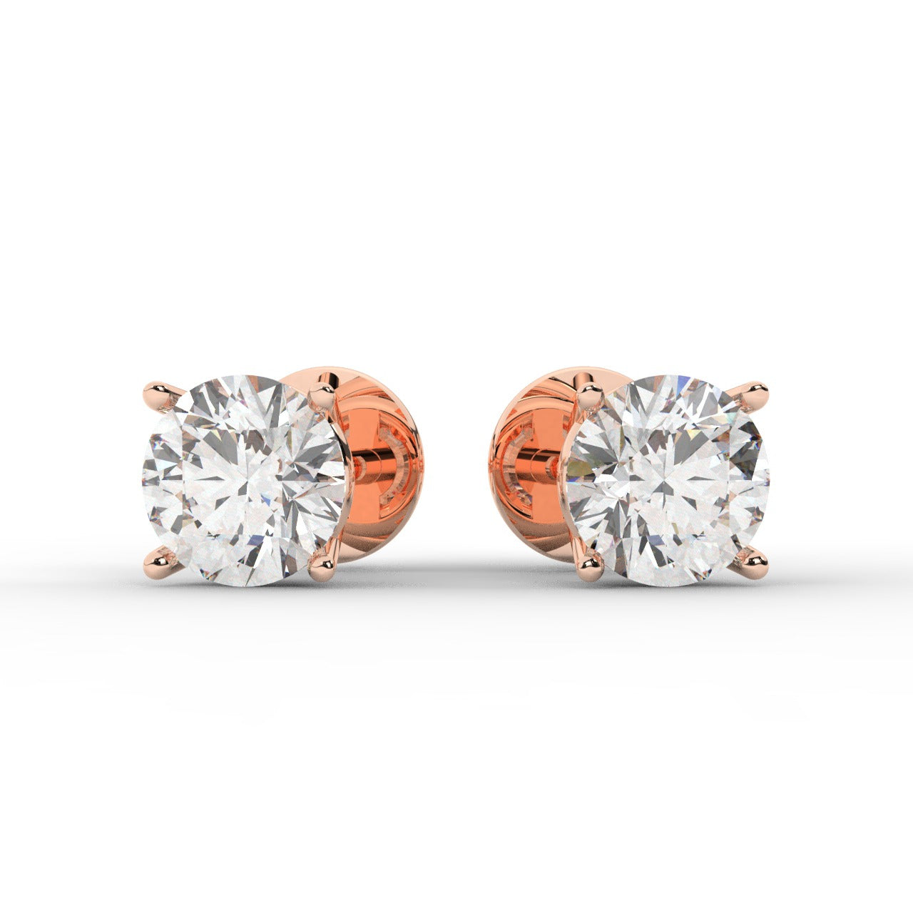 Audrey Diamond Earrings - Rose Gold 7mm#Metal Colour_Rose Gold#Stone Size_7mm