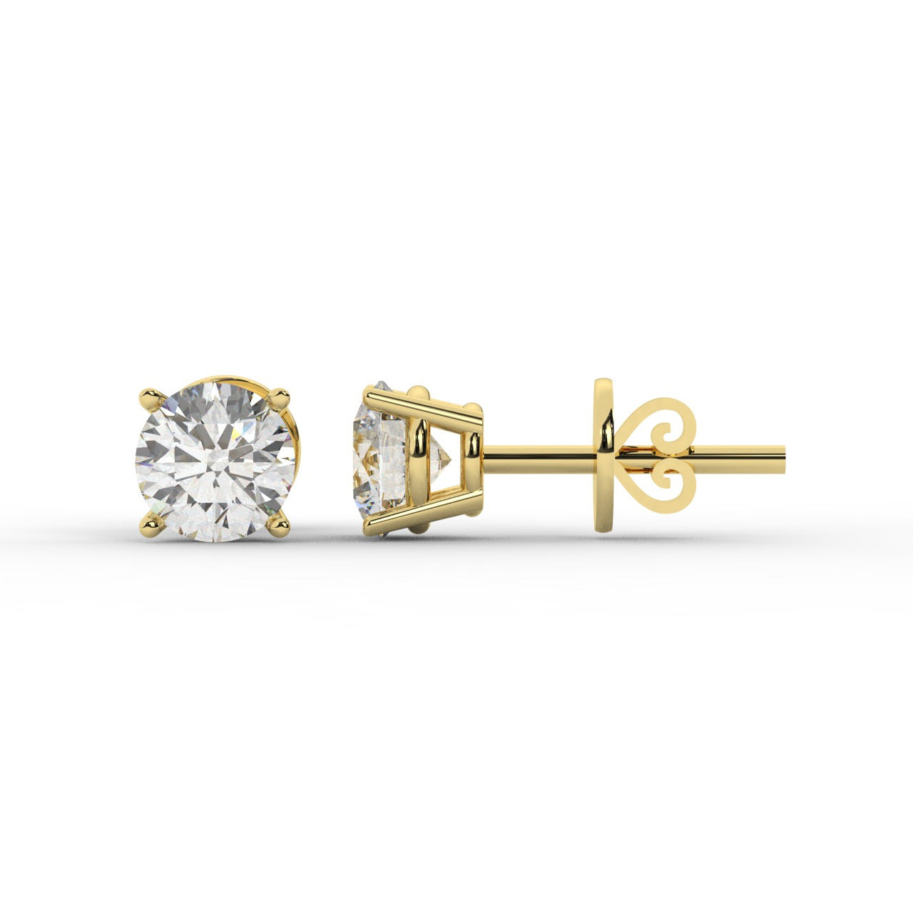 Audrey Diamond Earrings - Yellow Gold 7mm#Metal Colour_Yellow Gold#Stone Size_7mm