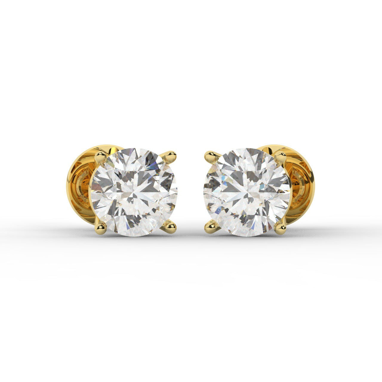 Audrey Diamond Earrings - Yellow Gold 7mm#Metal Colour_Yellow Gold#Stone Size_7mm