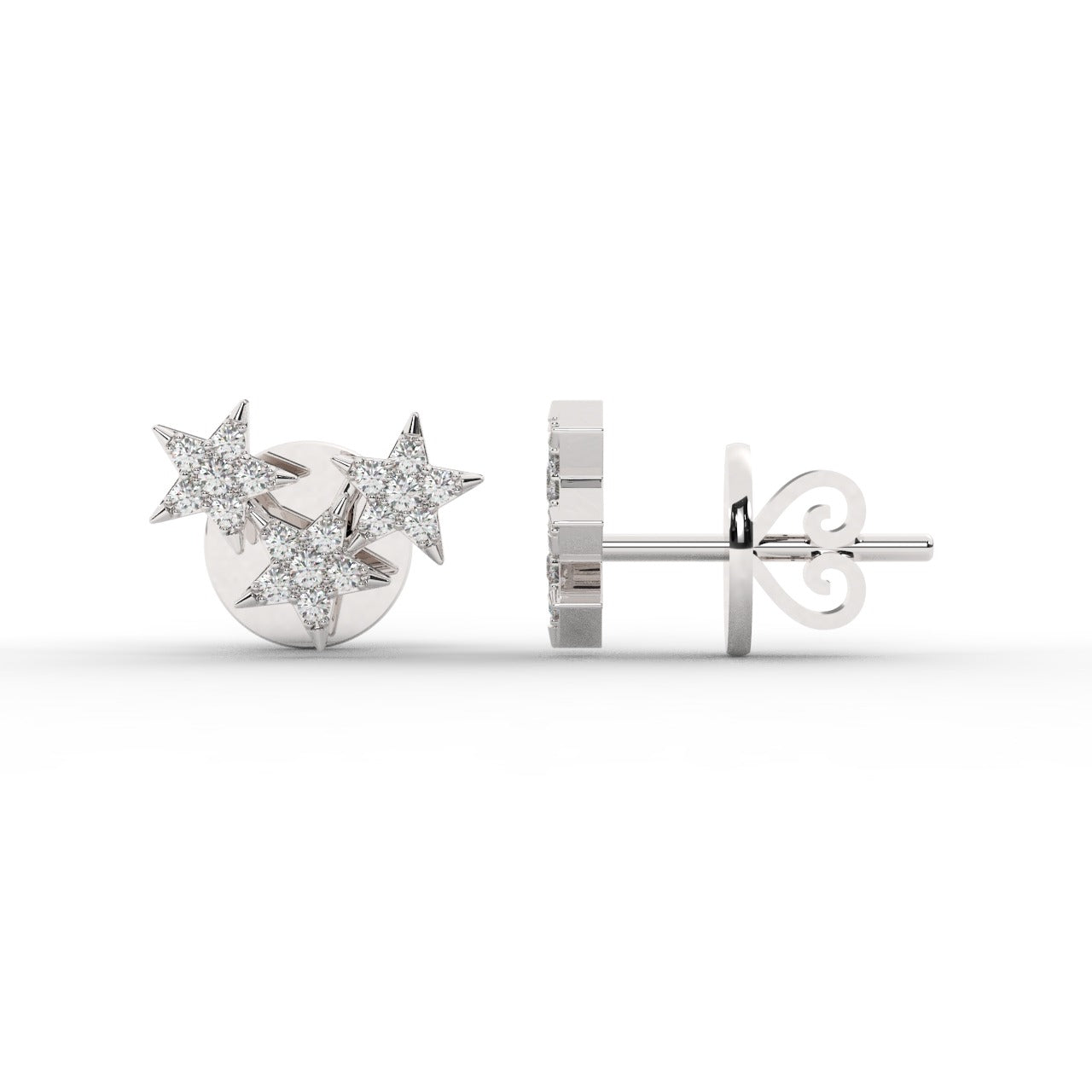 Aurora Trio Earrings - White Gold#Metal Colour_White Gold