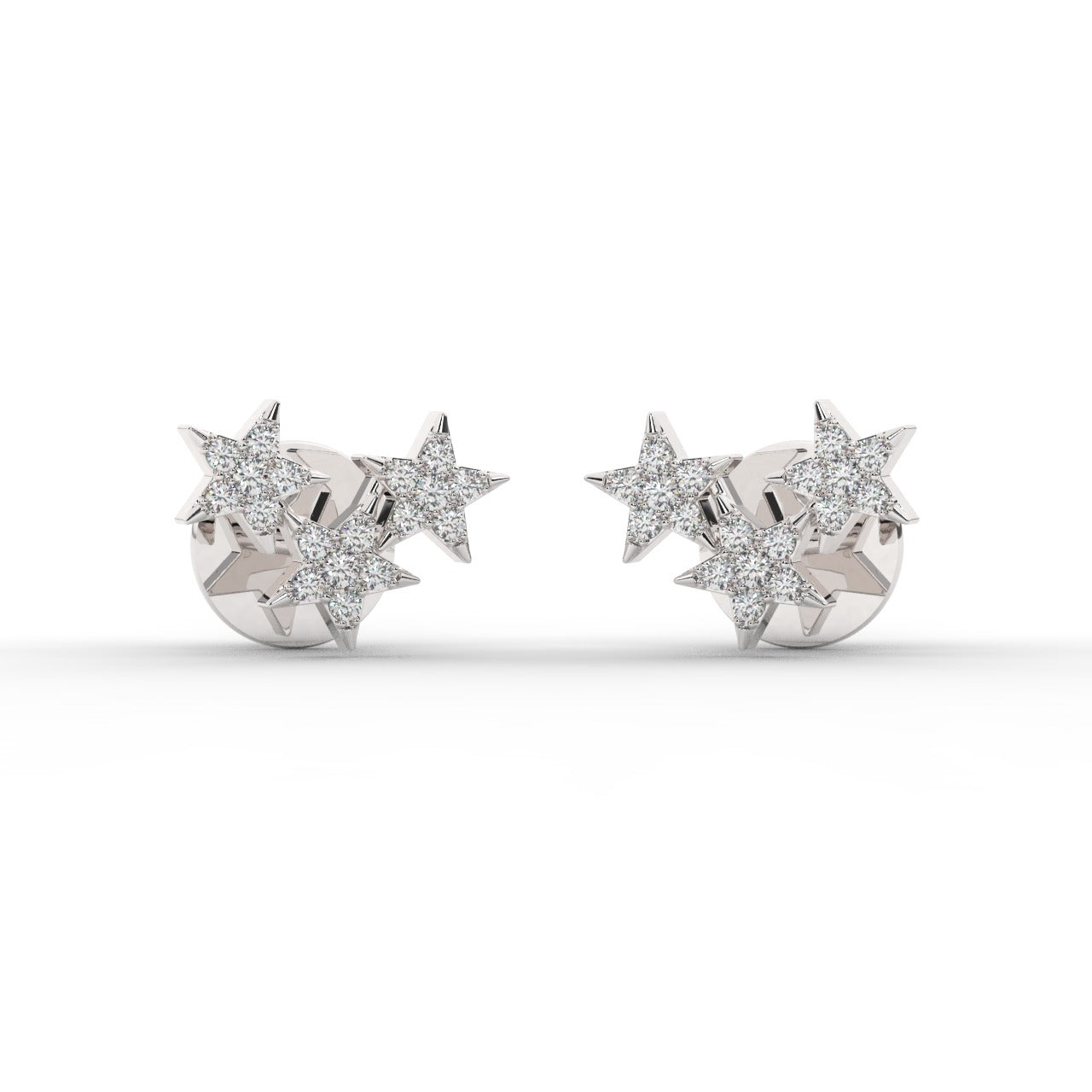 Aurora Trio Earrings - White Gold#Metal Colour_White Gold