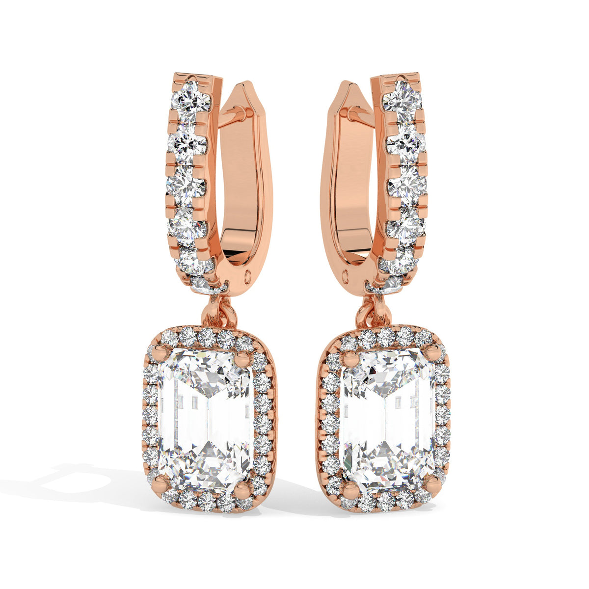 Emerald Drop Earrings - Rose Gold#Metal Colour_Rose Gold