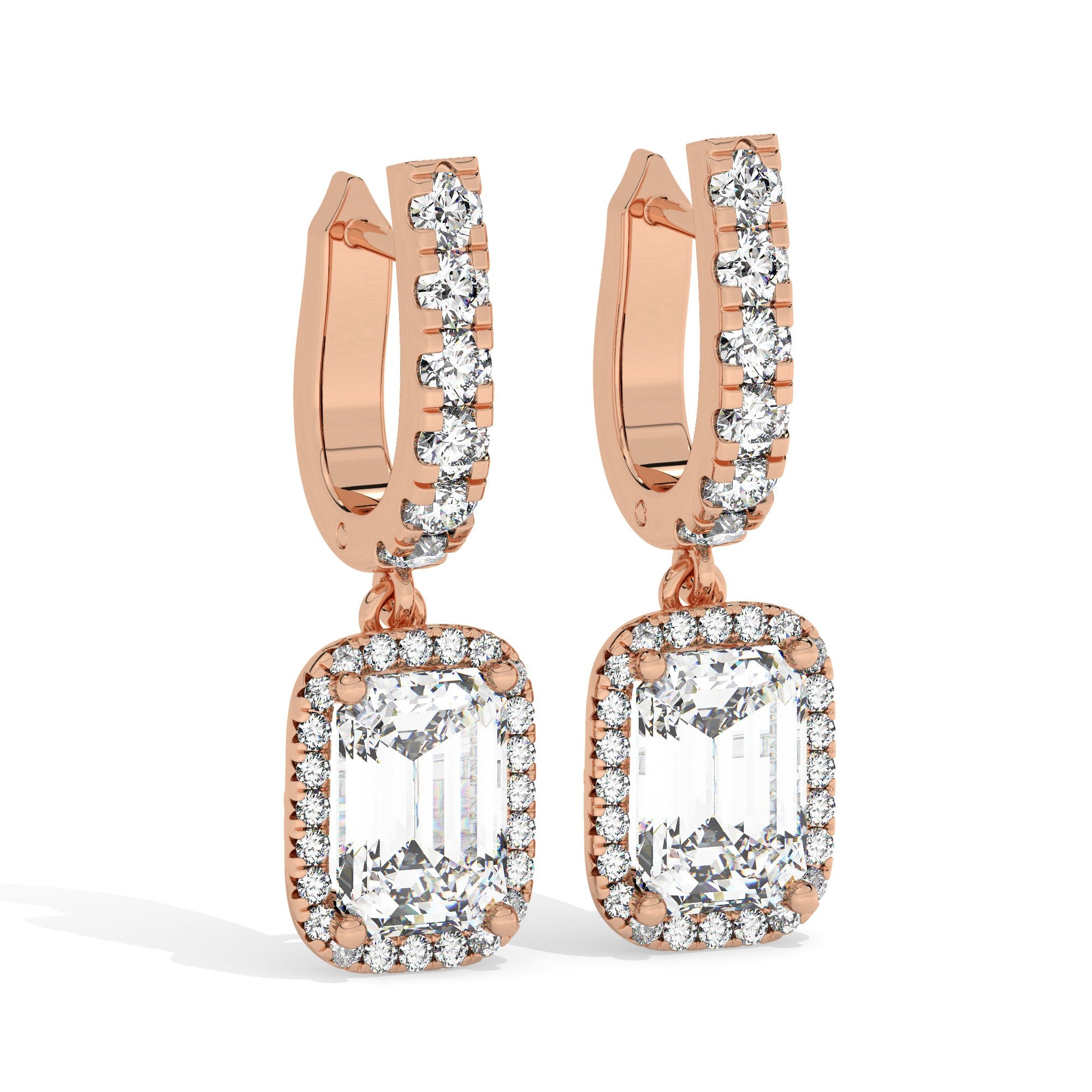 Emerald Drop Earrings - Rose Gold#Metal Colour_Rose Gold
