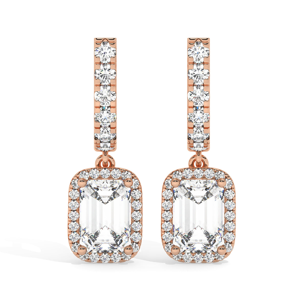 Emerald Drop Earrings - Rose Gold#Metal Colour_Rose Gold