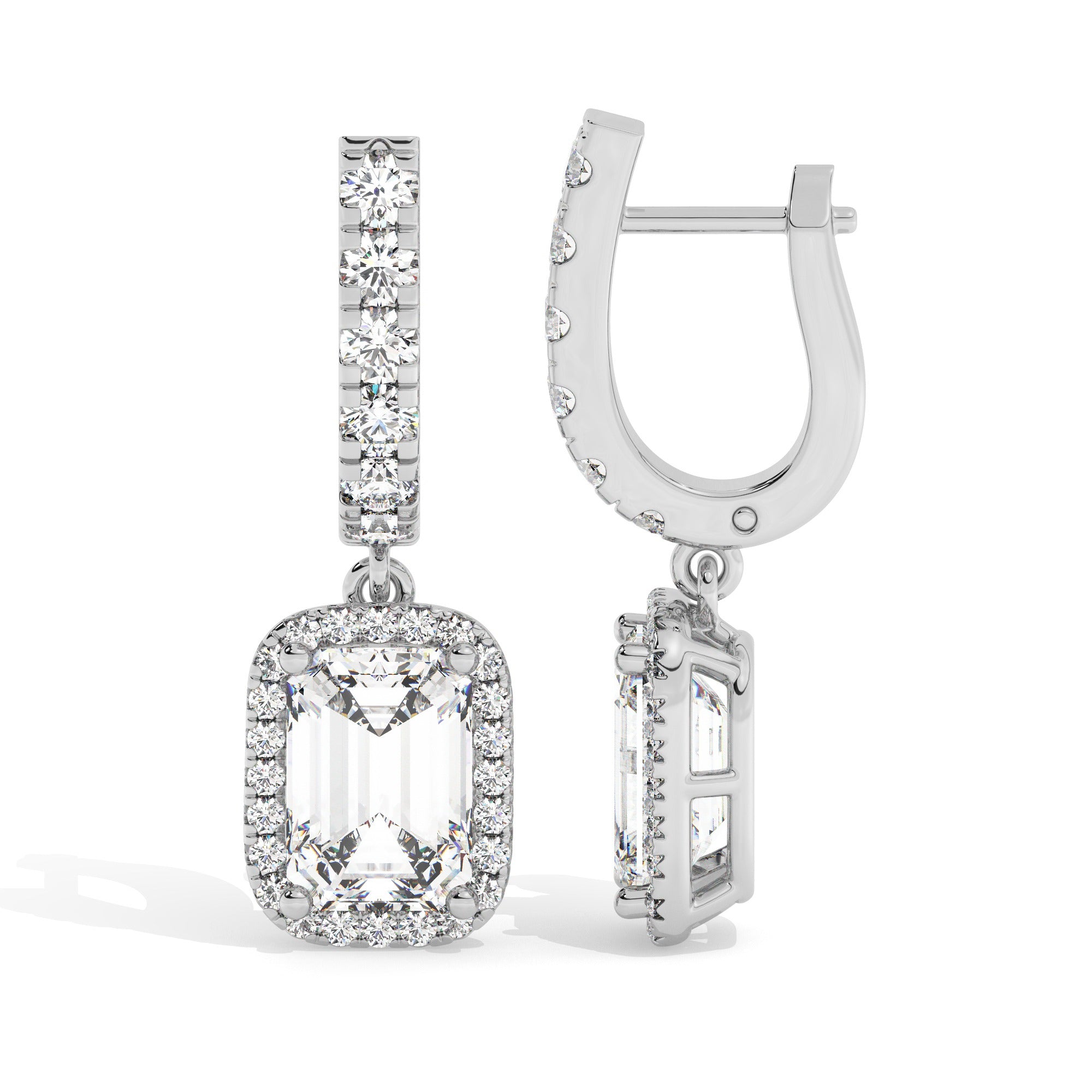 Emerald Drop Earrings - White Gold#Metal Colour_White Gold