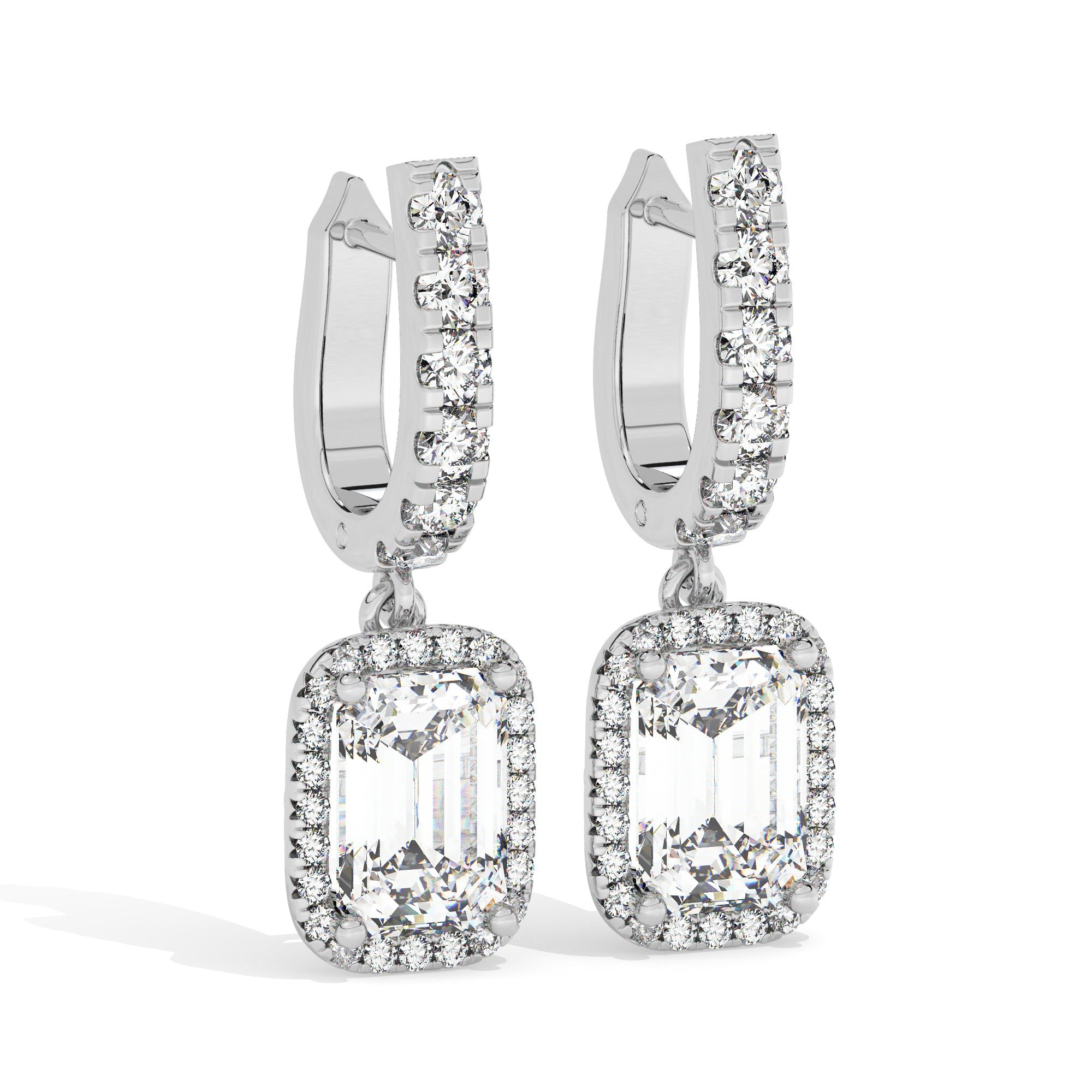 Emerald Drop Earrings - White Gold#Metal Colour_White Gold
