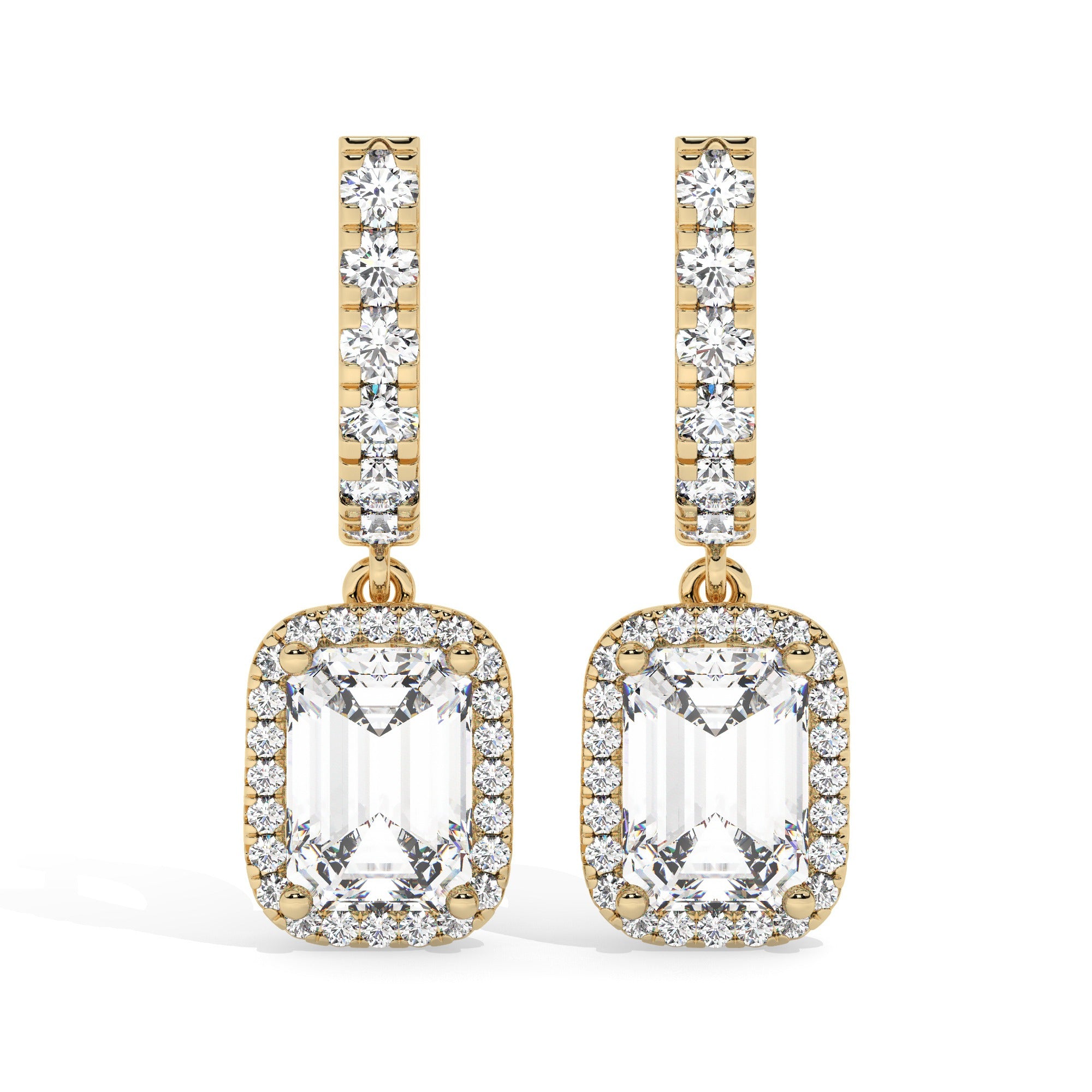 Emerald Drop Earrings - Yellow Gold#Metal Colour_Yellow Gold