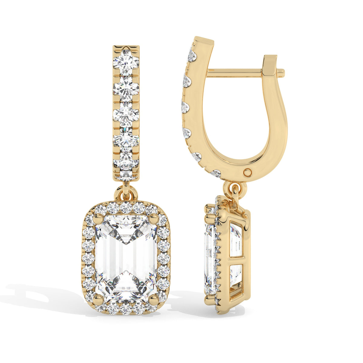 Emerald Drop Earrings - Yellow Gold#Metal Colour_Yellow Gold