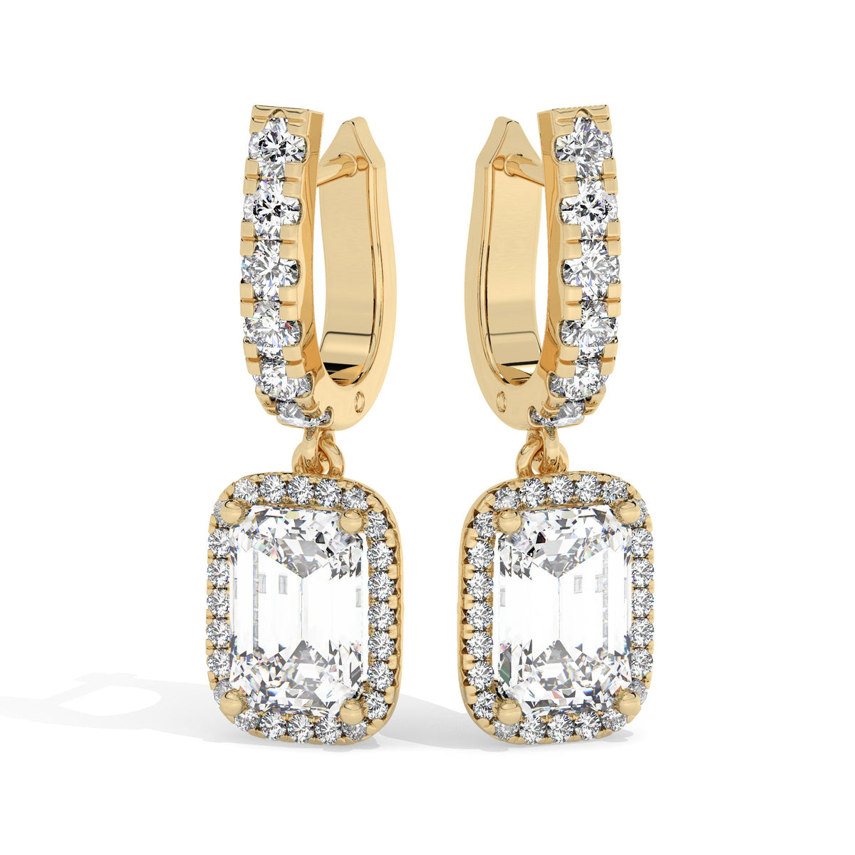 Emerald Drop Earrings - Yellow Gold#Metal Colour_Yellow Gold