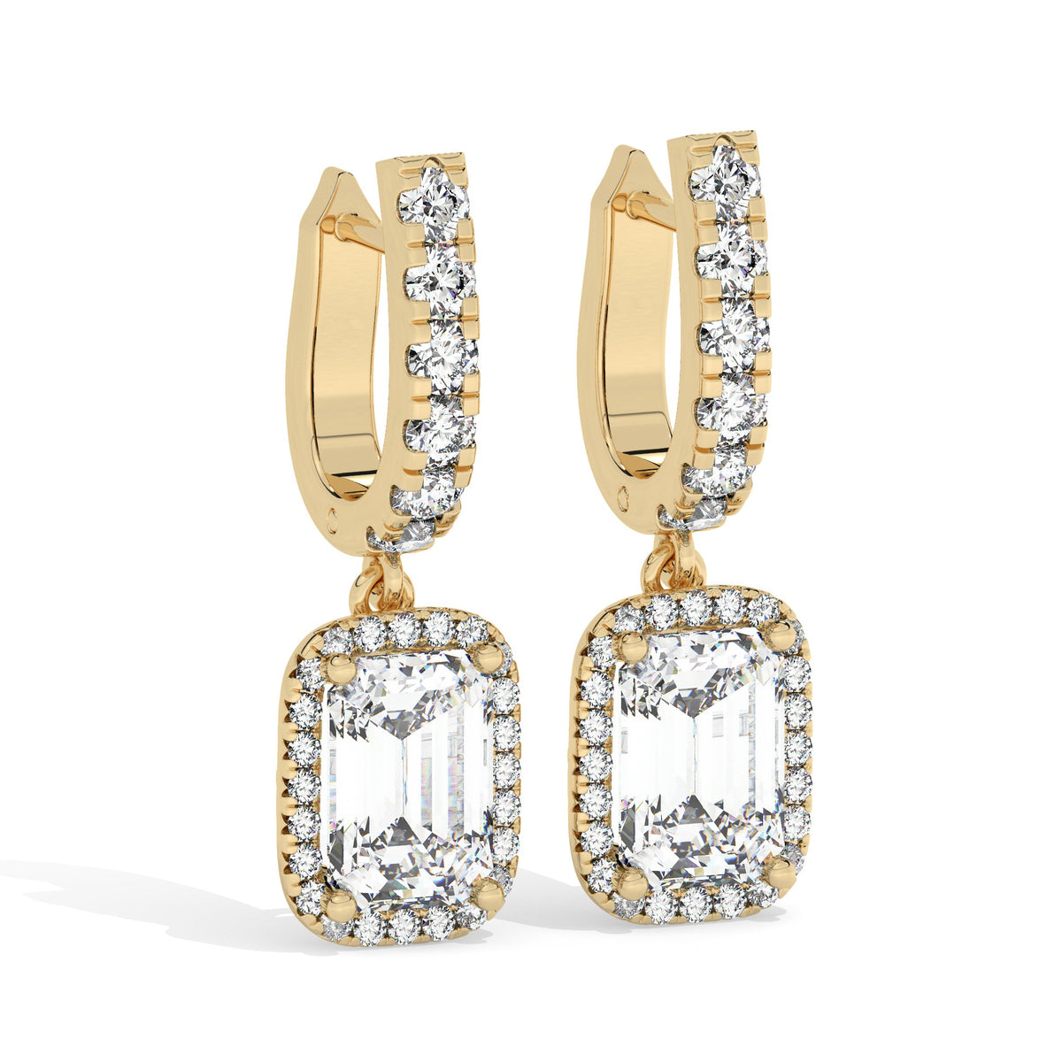 Emerald Drop Earrings - Yellow Gold#Metal Colour_Yellow Gold