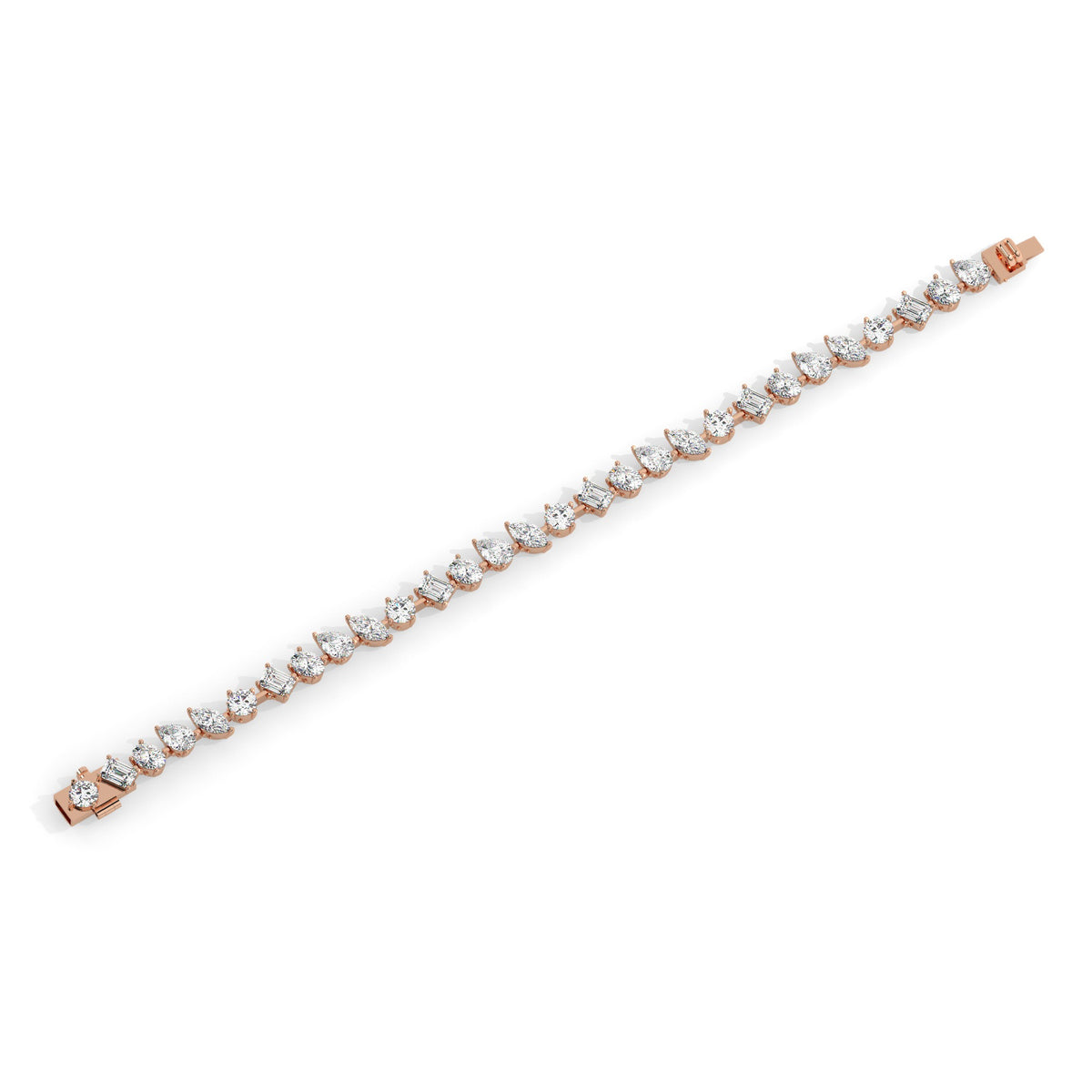 Mixed Line Bracelet - Rose Gold#Metal Colour_Rose Gold
