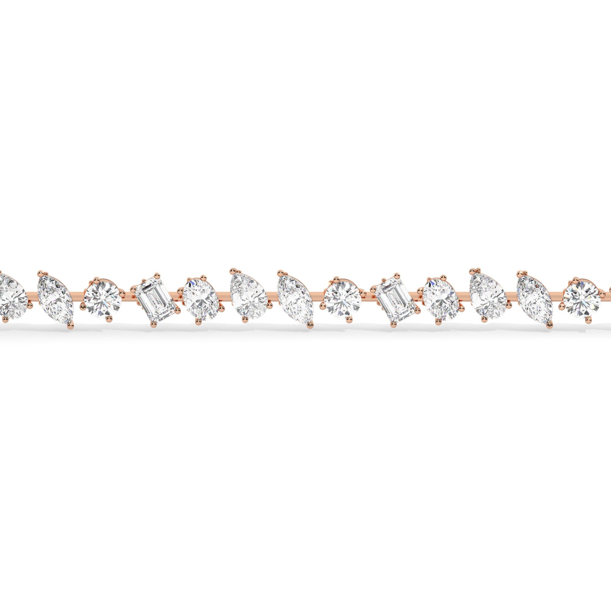 Mixed Line Bracelet - Rose Gold#Metal Colour_Rose Gold