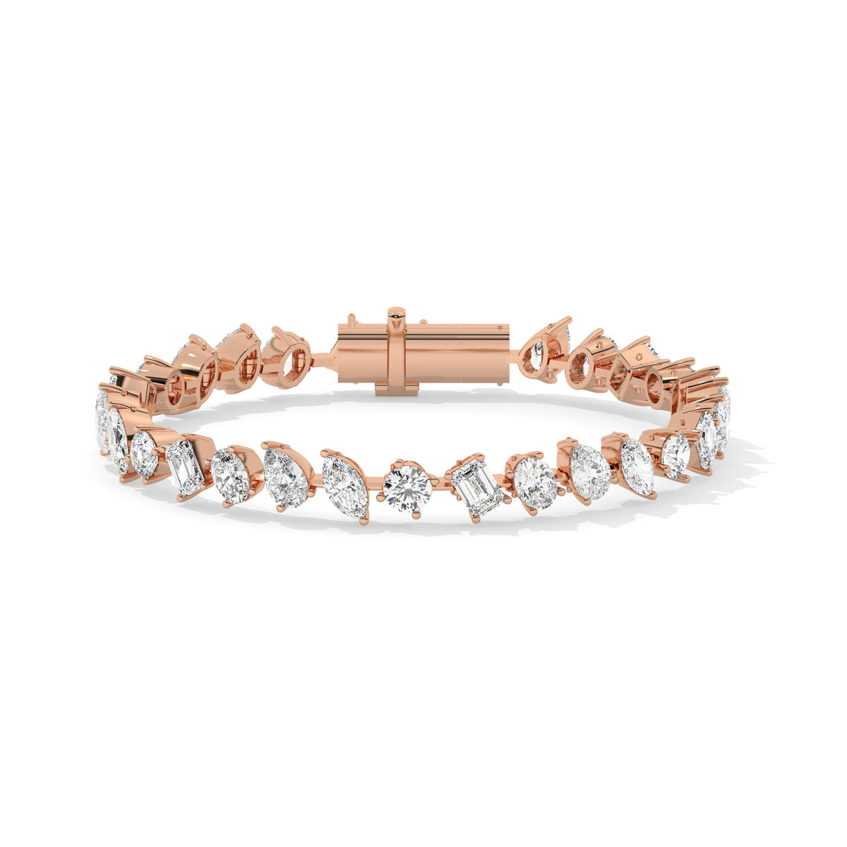 Mixed Line Bracelet - Rose Gold#Metal Colour_Rose Gold