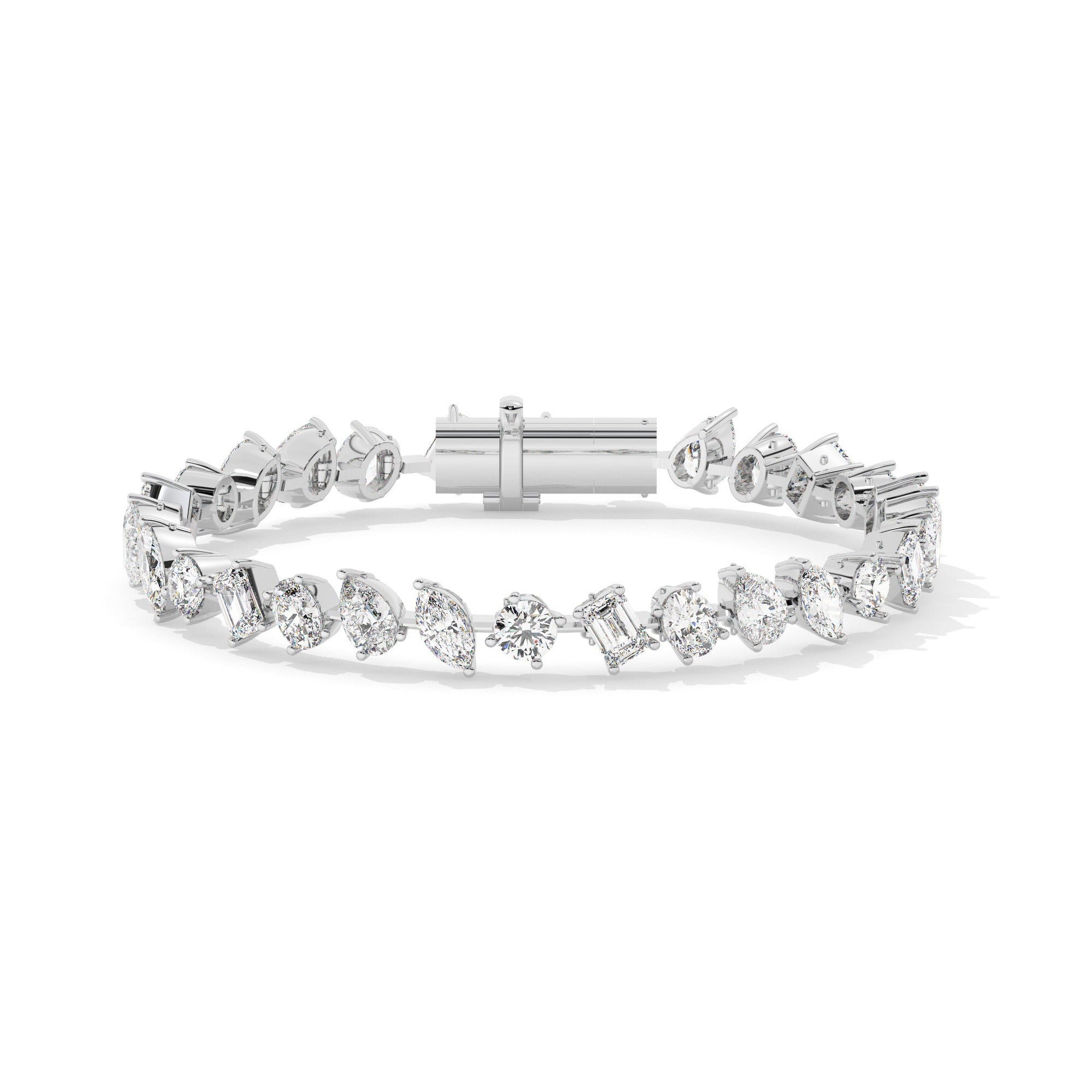 Mixed Line Bracelet - White Gold#Metal Colour_White Gold