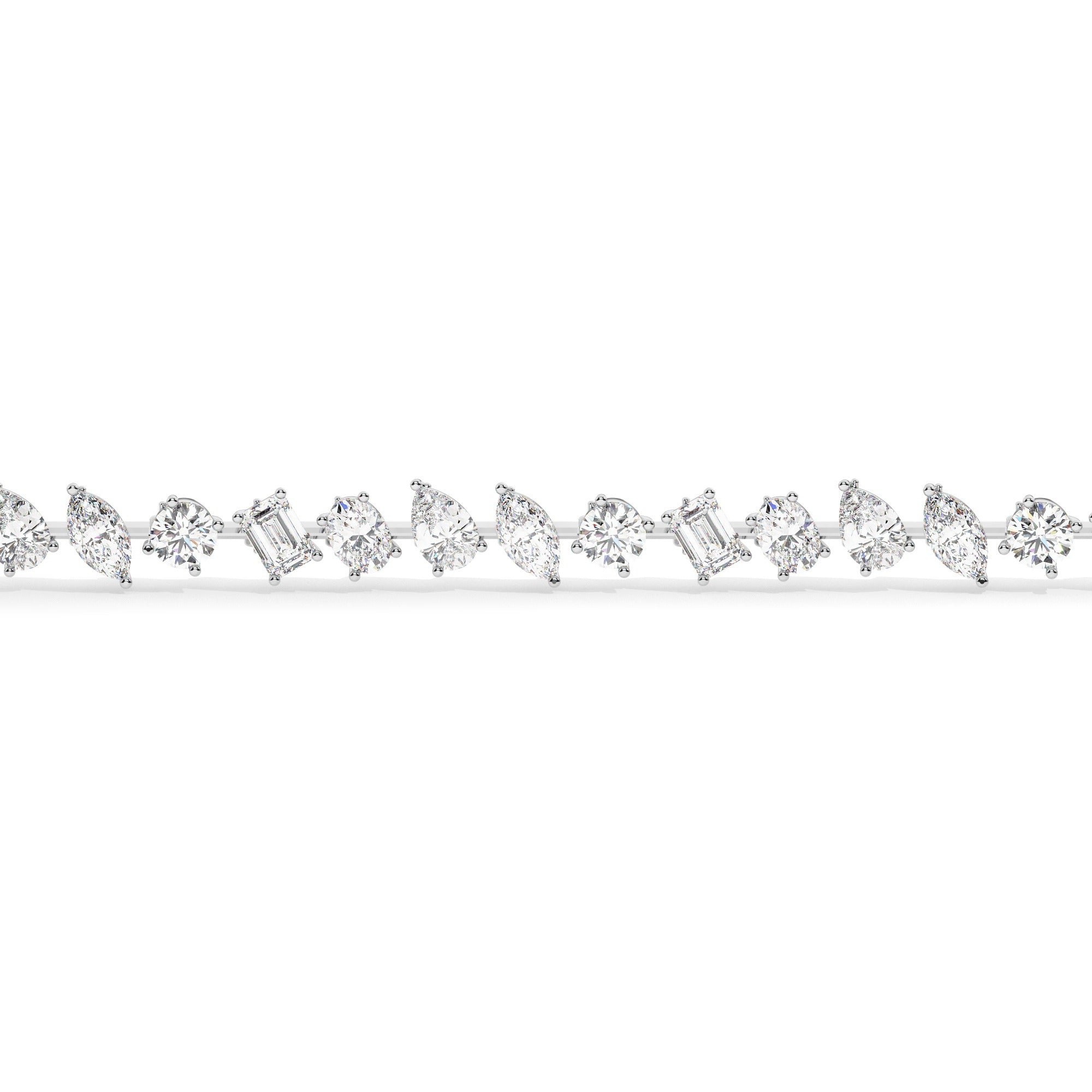 Mixed Line Bracelet - White Gold#Metal Colour_White Gold