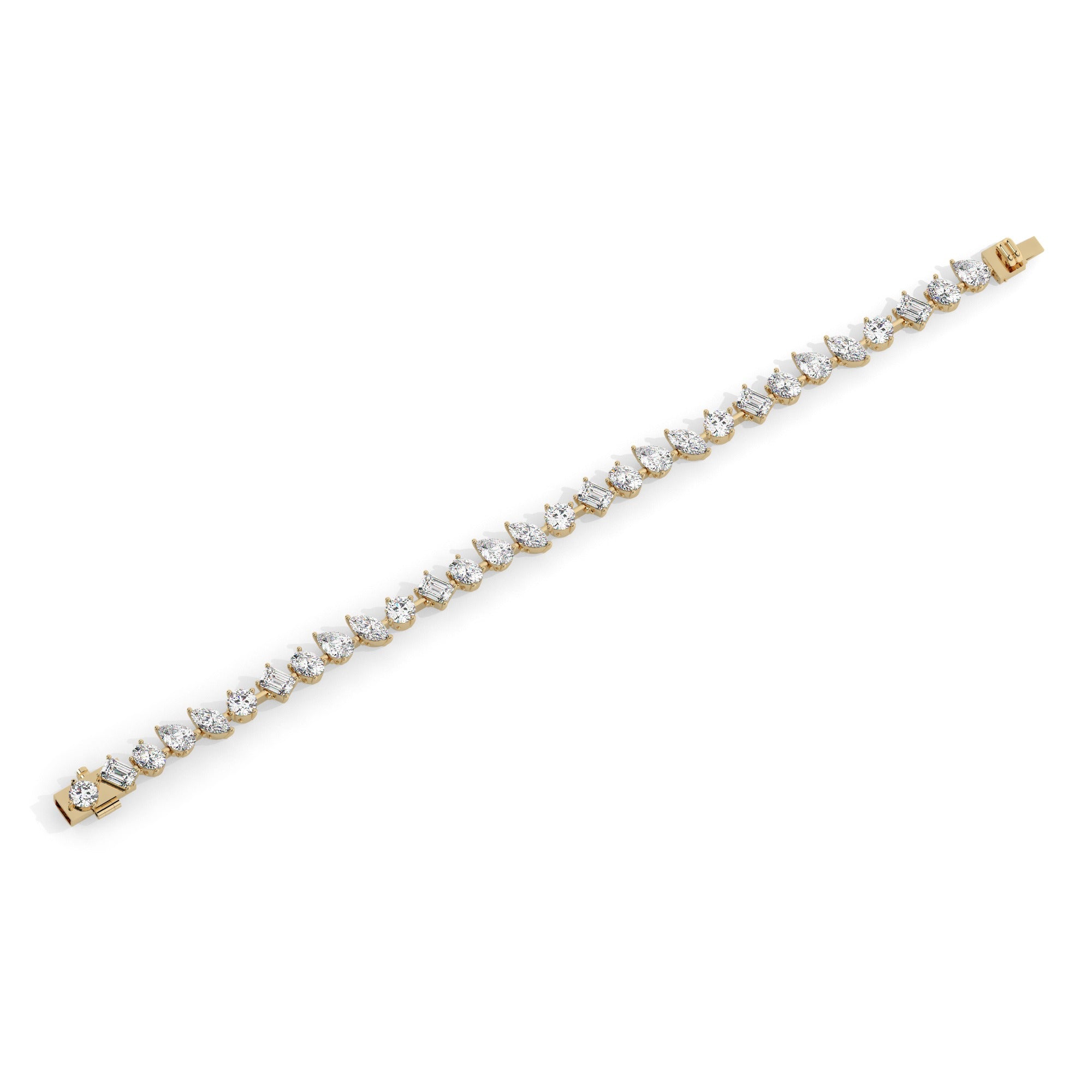 Mixed Line Bracelet - Yellow Gold#Metal Colour_Yellow Gold