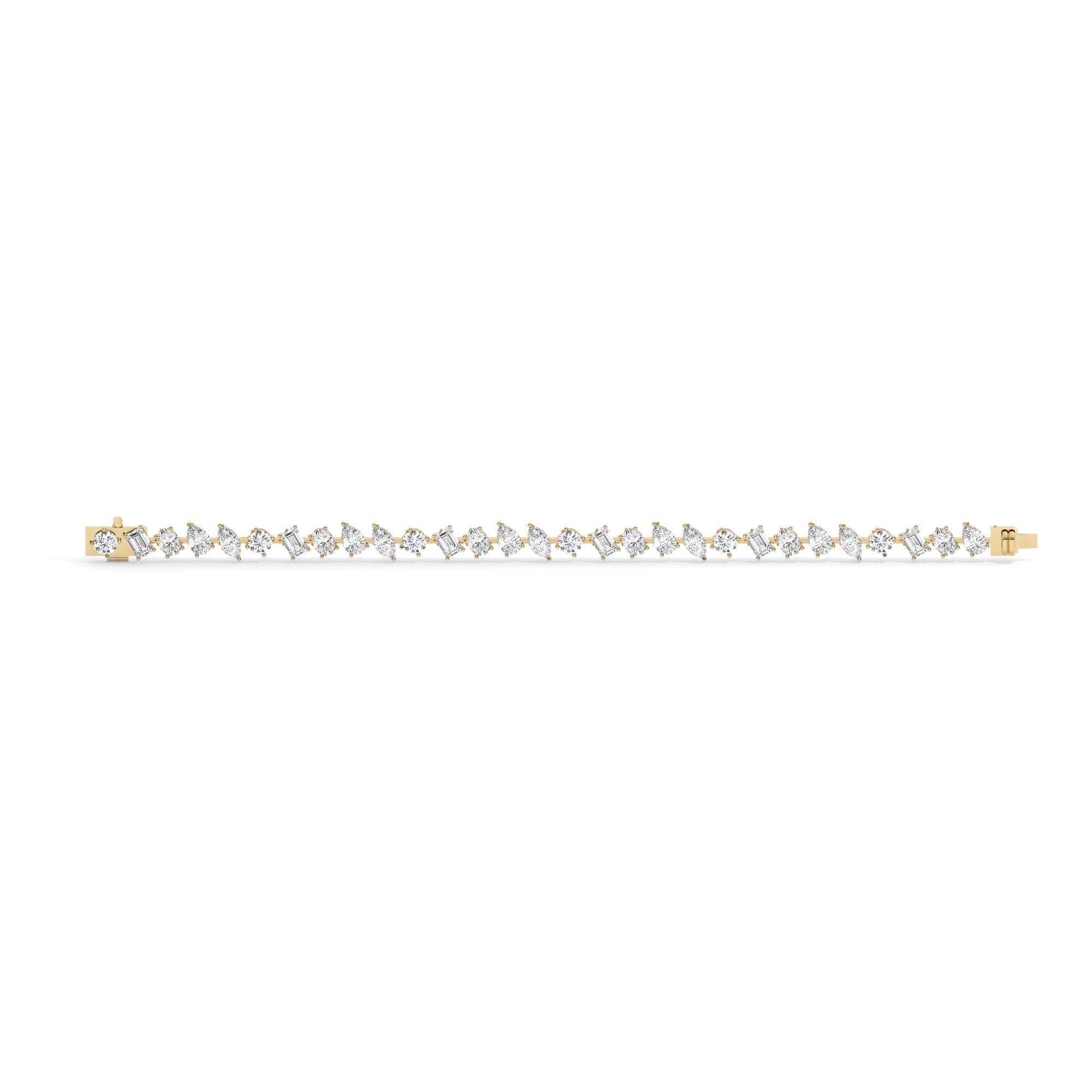 Mixed Line Bracelet - Yellow Gold#Metal Colour_Yellow Gold