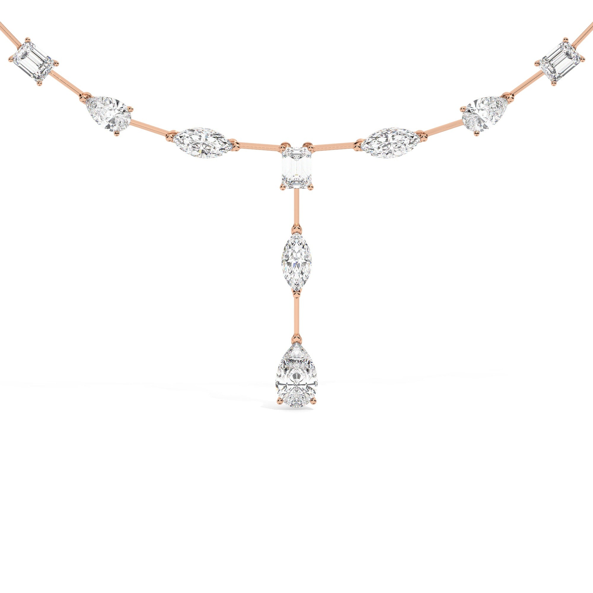 Mixed Line Necklace - Rose Gold#Metal Colour_Rose Gold