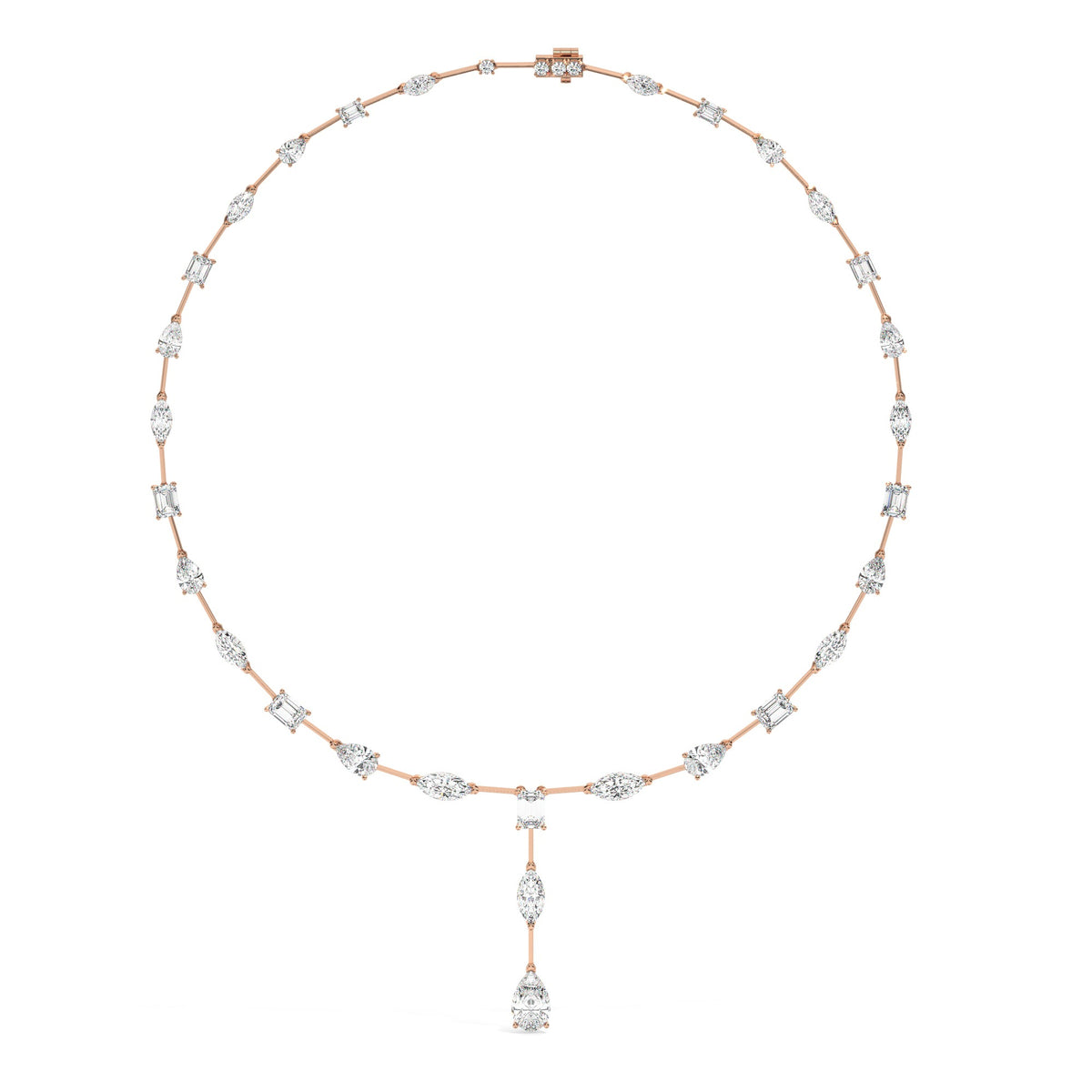 Mixed Line Necklace - Rose Gold#Metal Colour_Rose Gold
