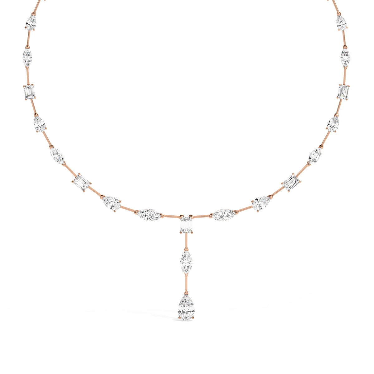 Mixed Line Necklace - Rose Gold#Metal Colour_Rose Gold