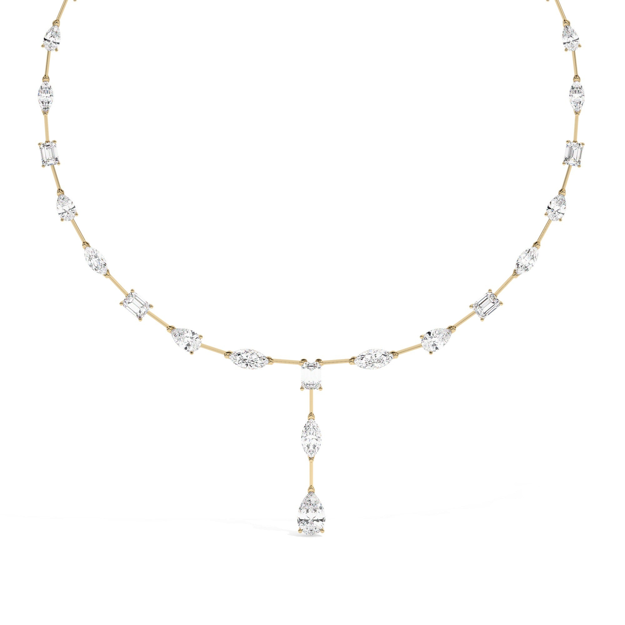 Mixed Line Necklace - Yellow Gold#Metal Colour_Yellow Gold