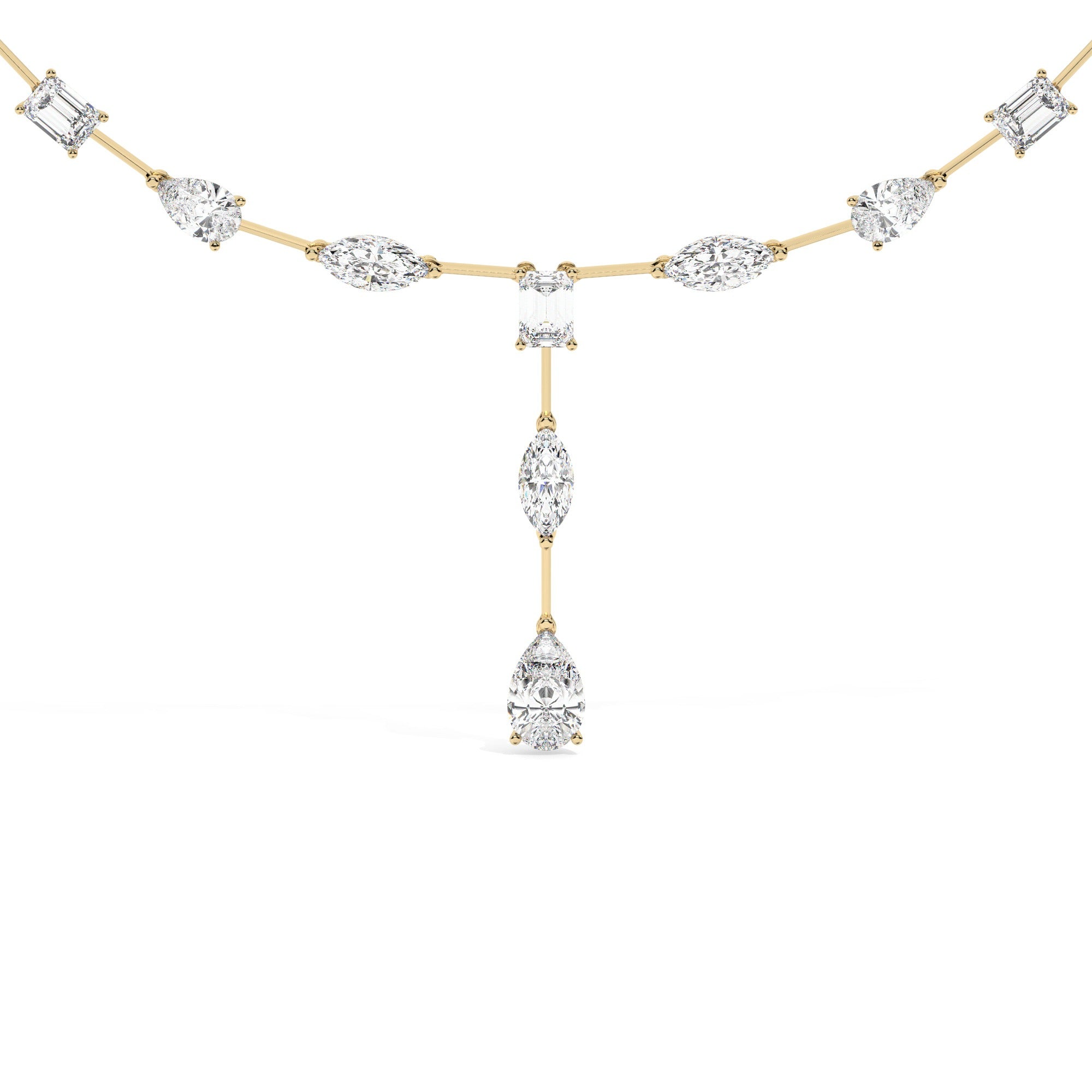 Mixed Line Necklace - Yellow Gold#Metal Colour_Yellow Gold