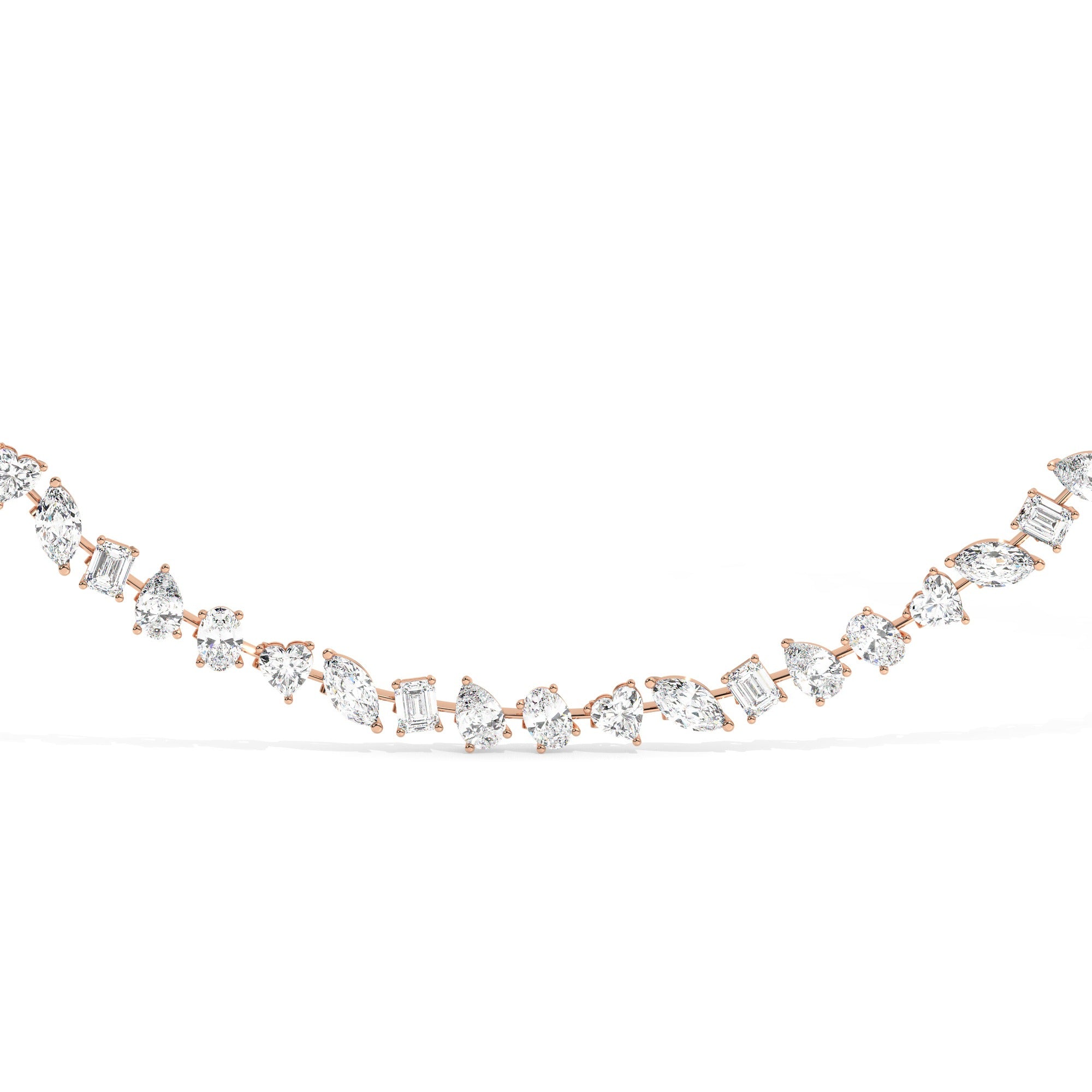 Mixed Tennis Necklace - Rose Gold#Metal Colour_Rose Gold