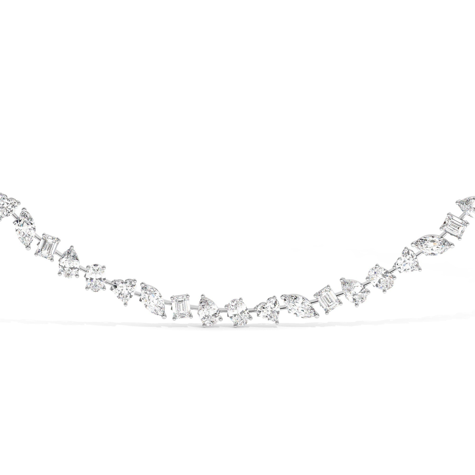 Mixed Tennis Necklace - White Gold#Metal Colour_White Gold