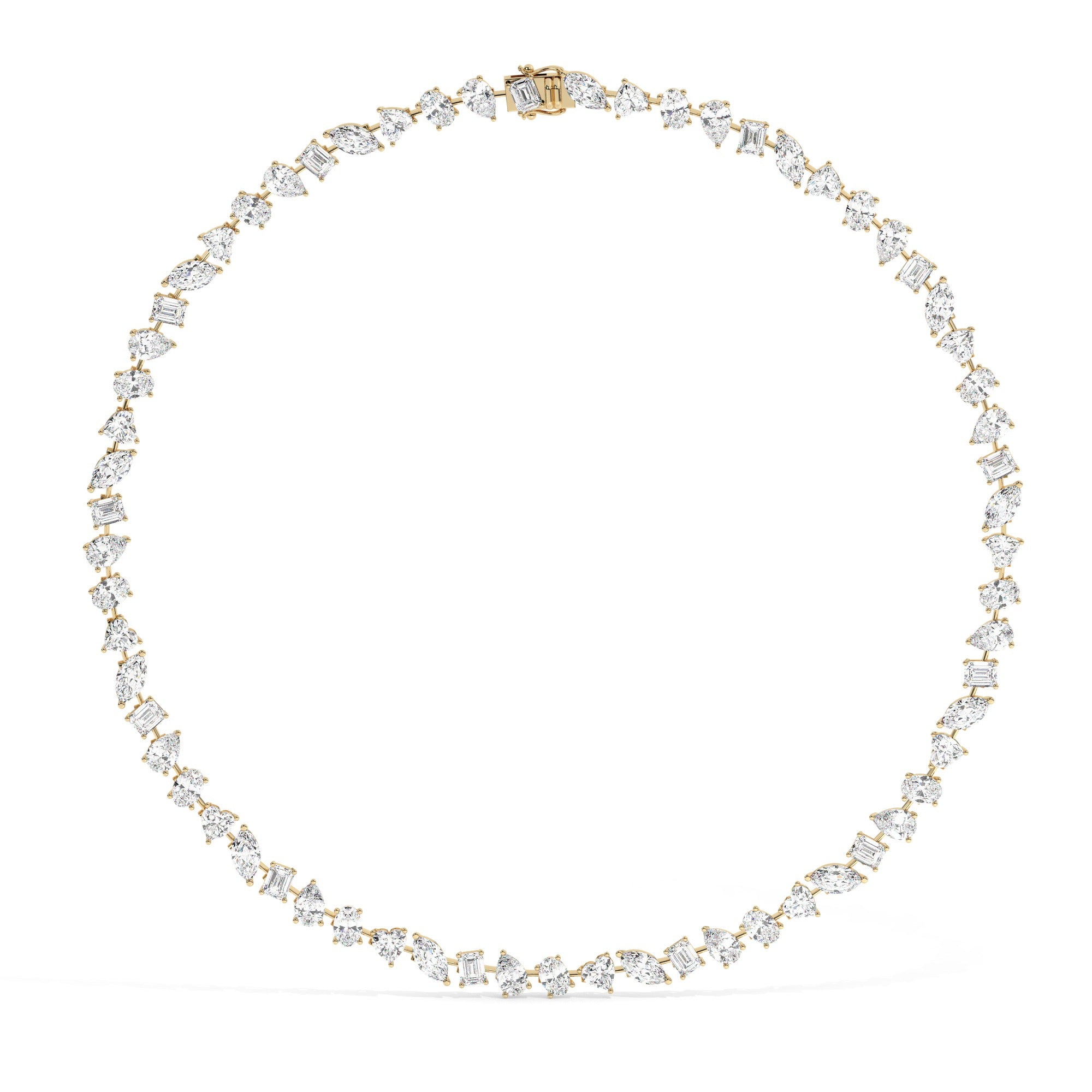 Mixed Tennis Necklace - Yellow Gold#Metal Colour_Yellow Gold