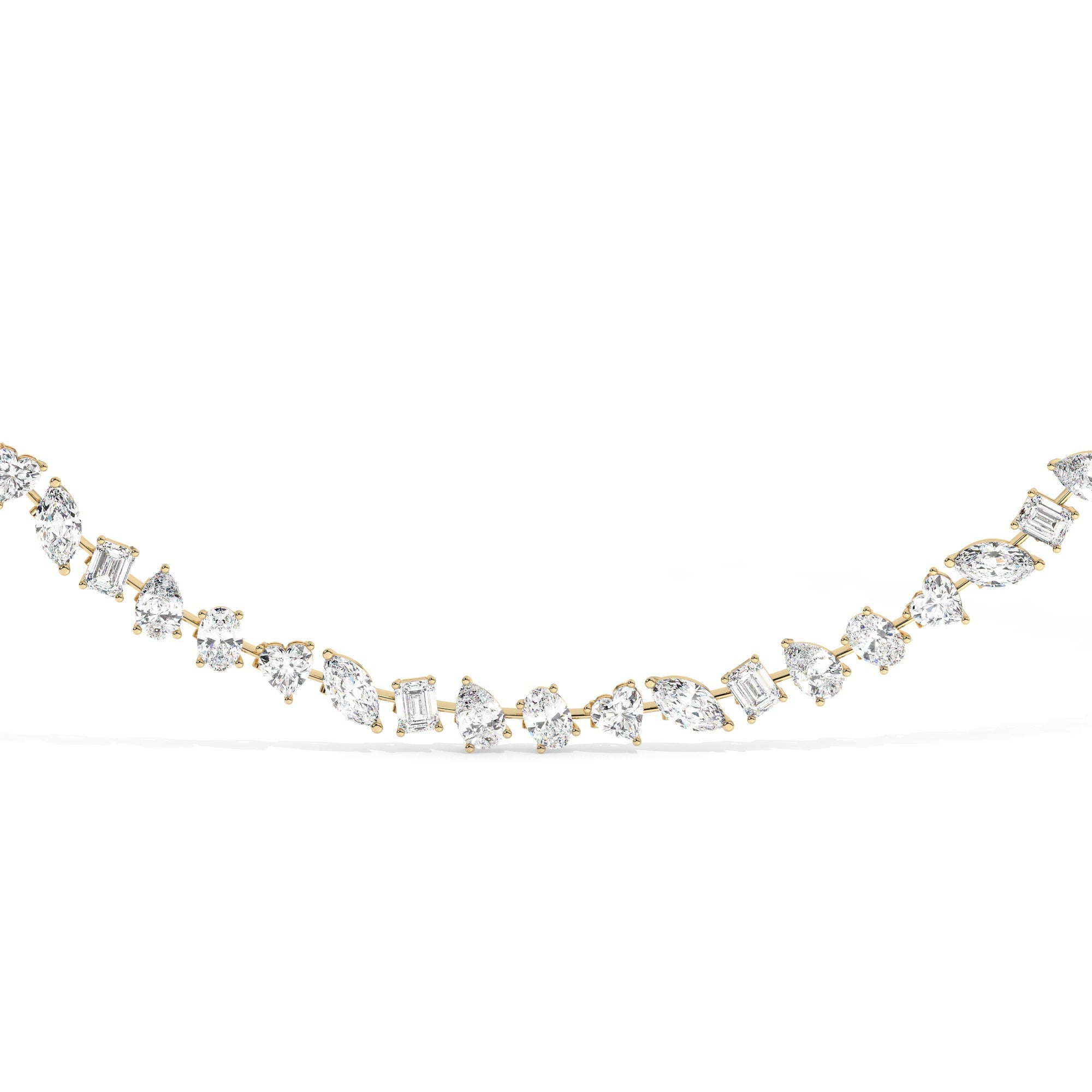 Mixed Tennis Necklace - Yellow Gold#Metal Colour_Yellow Gold